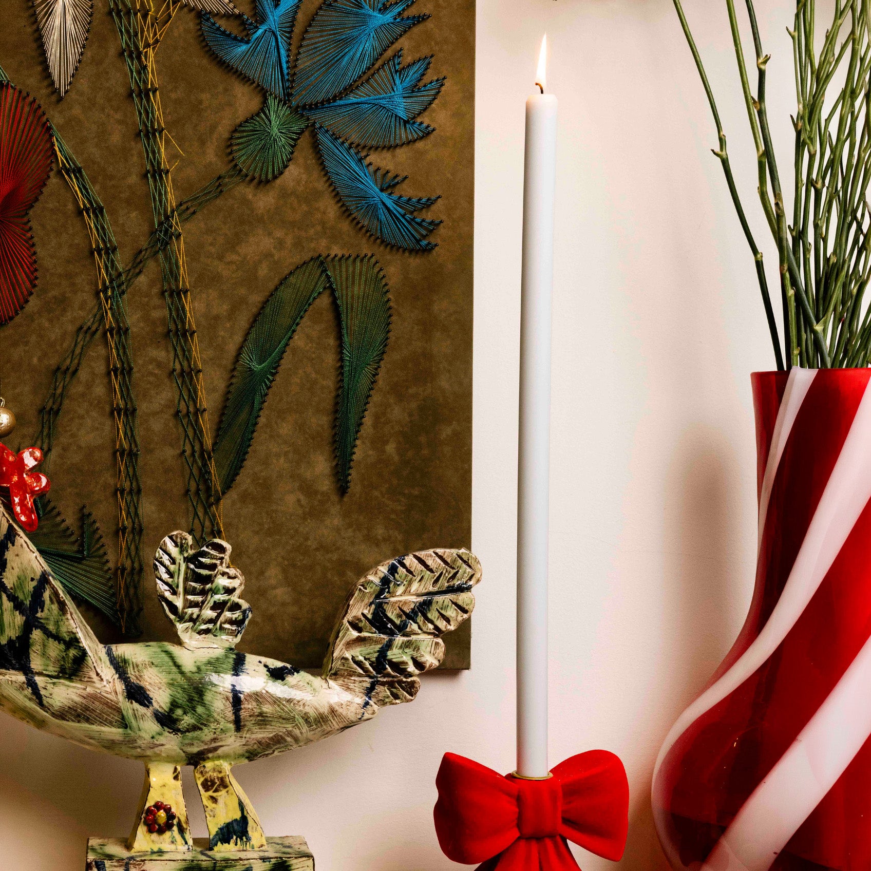 Milky Blue Tapered Candle Pair