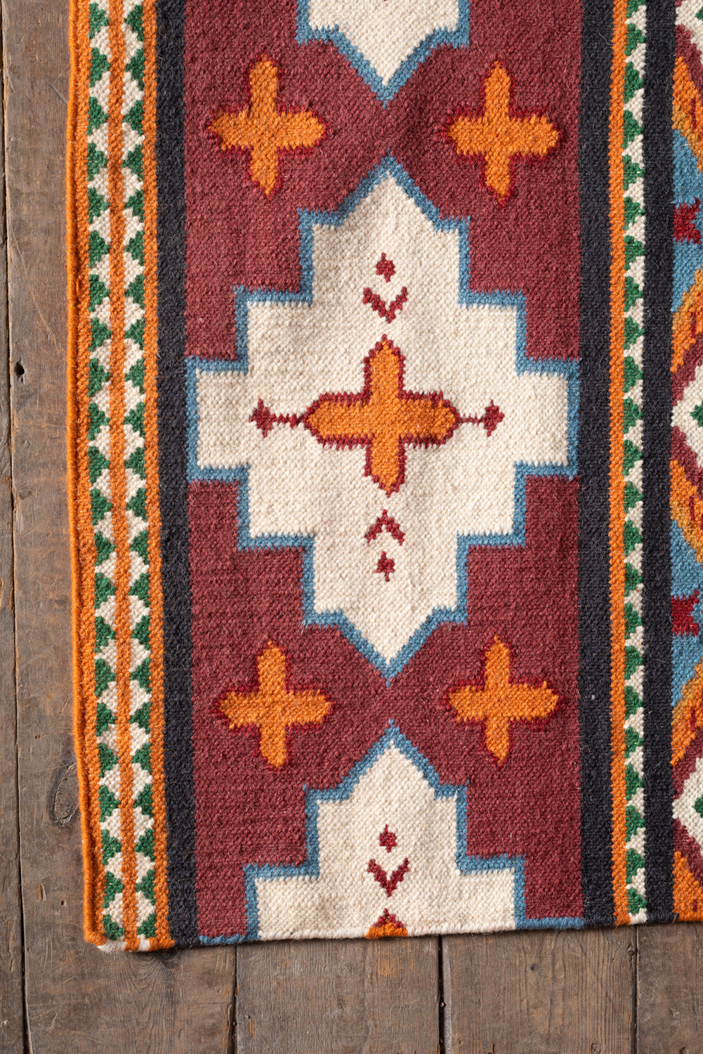 Feuilles Red and Orange Kilim Runner