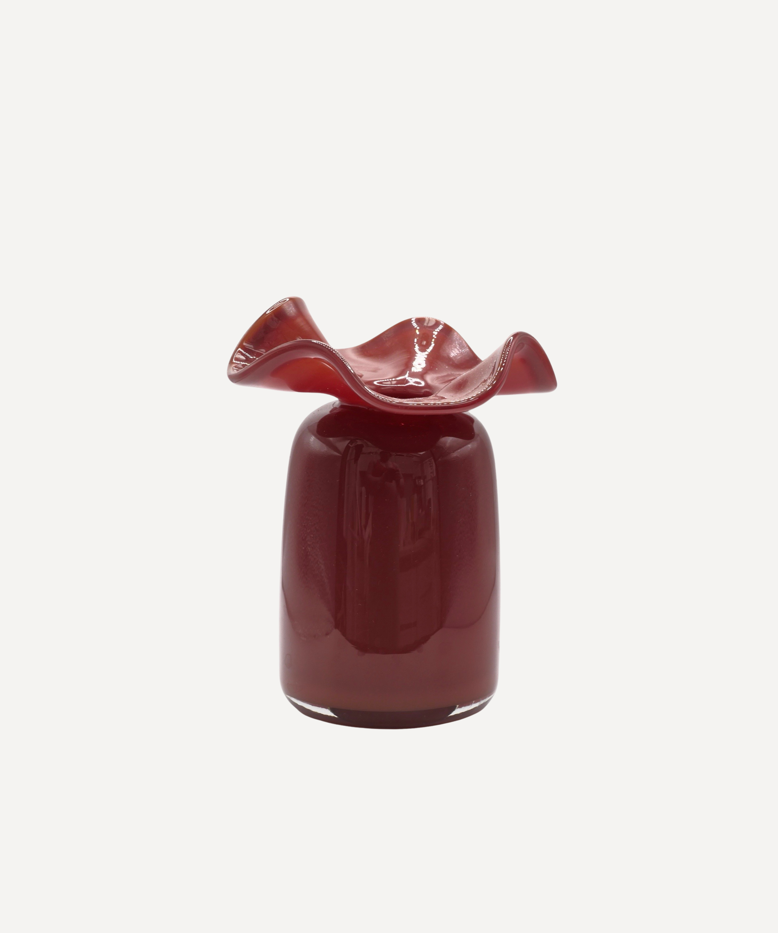 Marla Primrose Medium Handmade Glass Ruffle Bud Vase – Brown