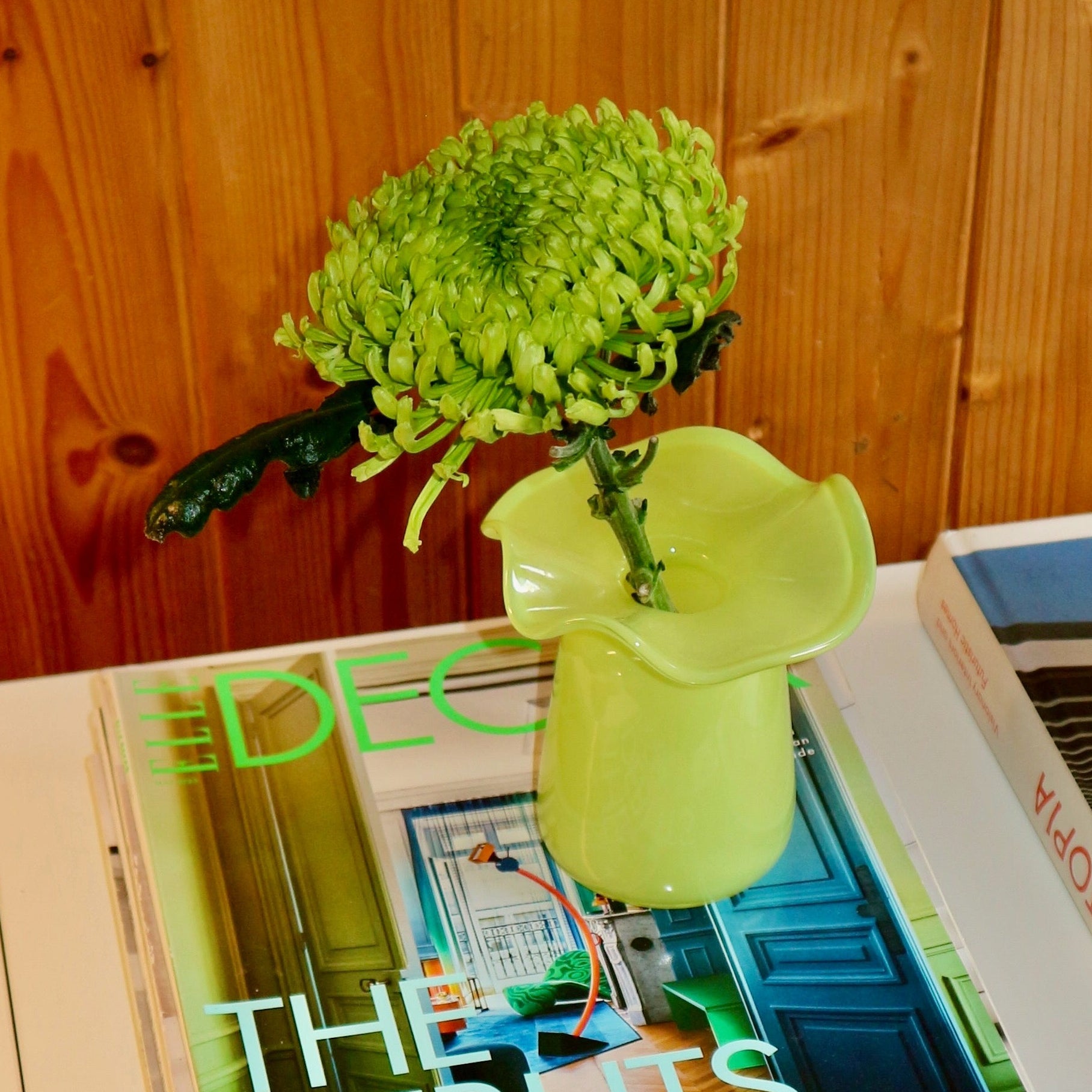Handmade Glass Ruffle Bud Vase | Green