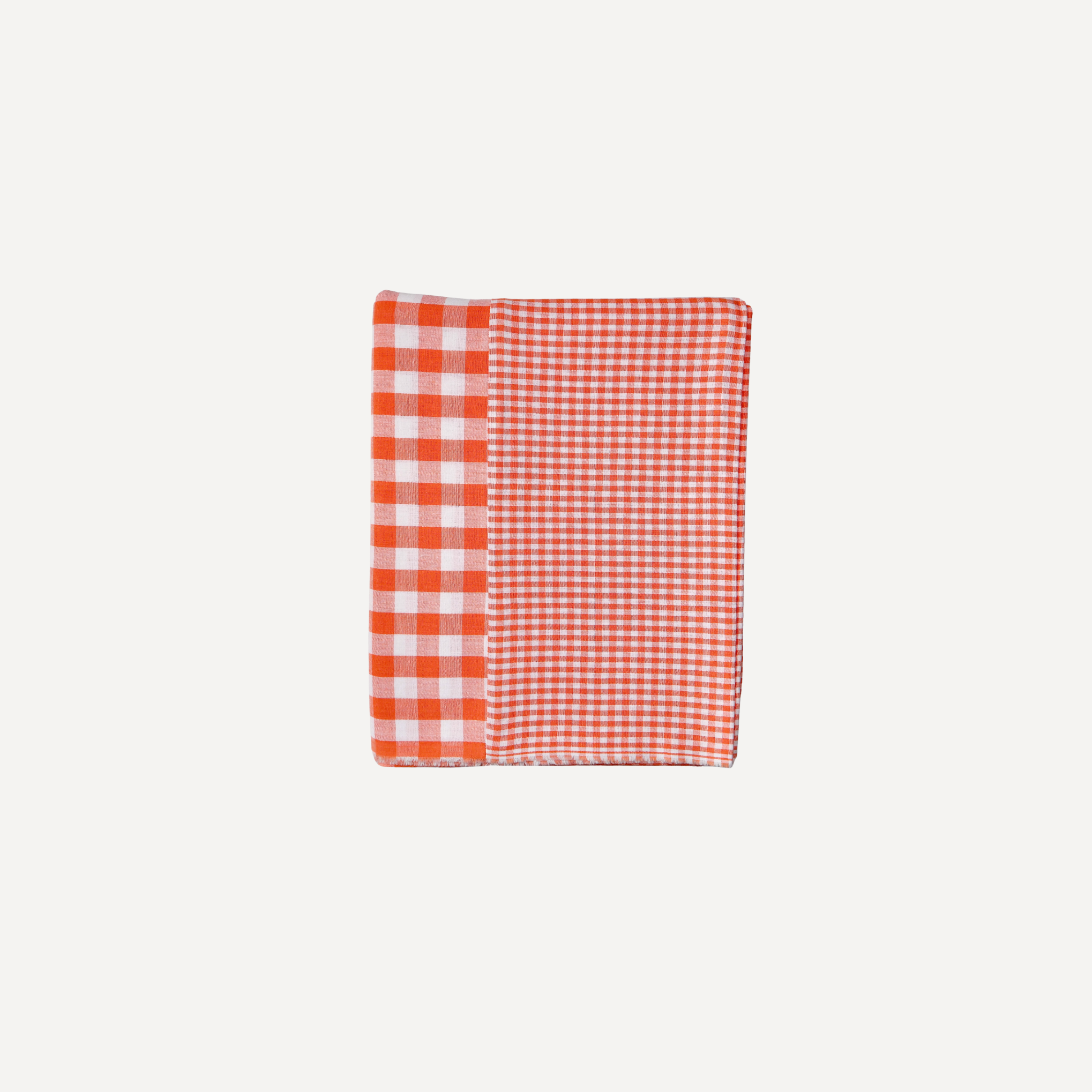 Patchwork Gingham Orange Cotton Tablecloth