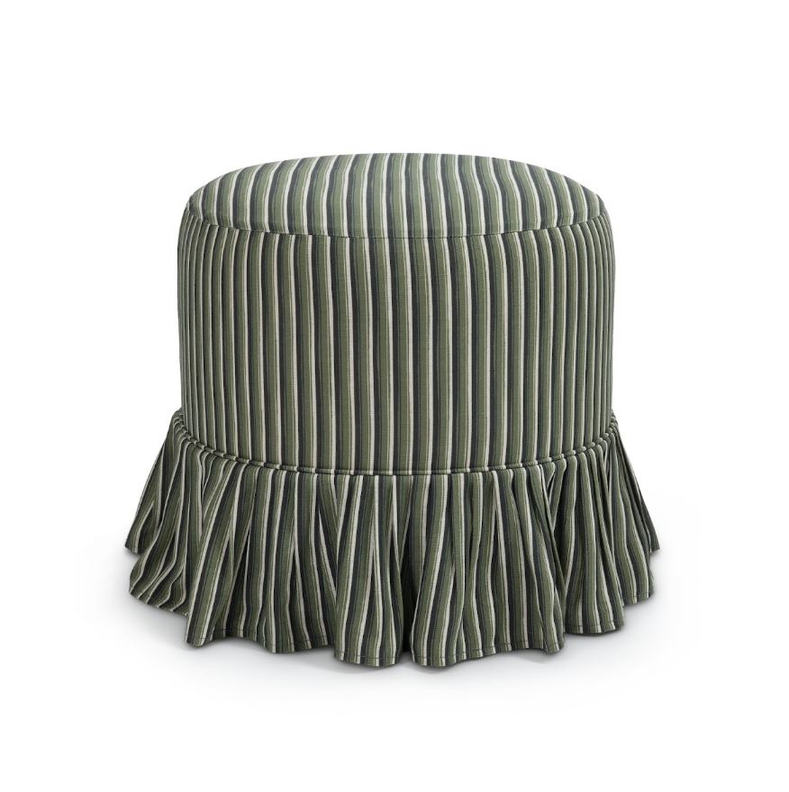 Maro x The Roost Trendel frill slipcover ottoman