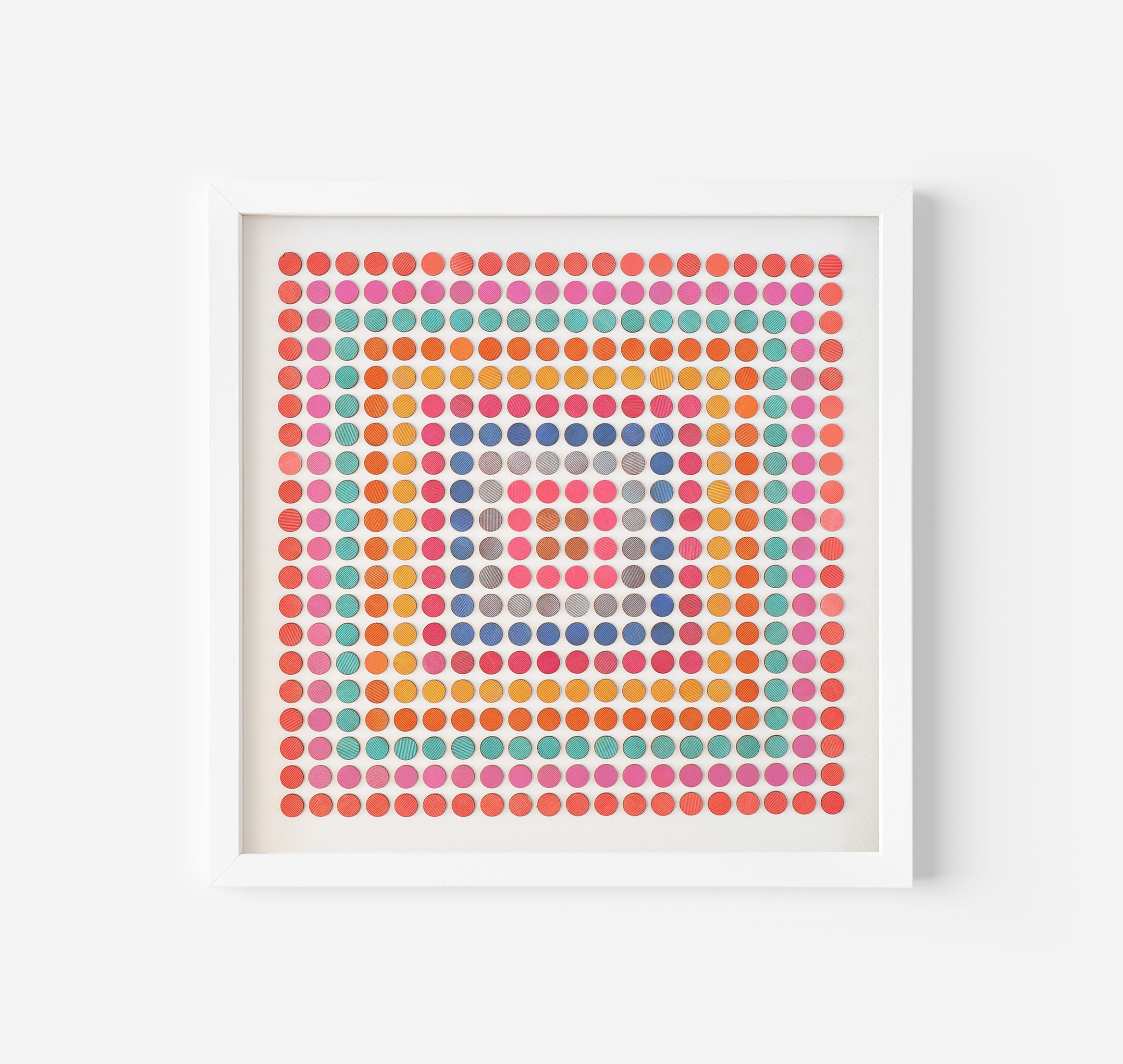 Painted Dot Collage Concentric Squares Red