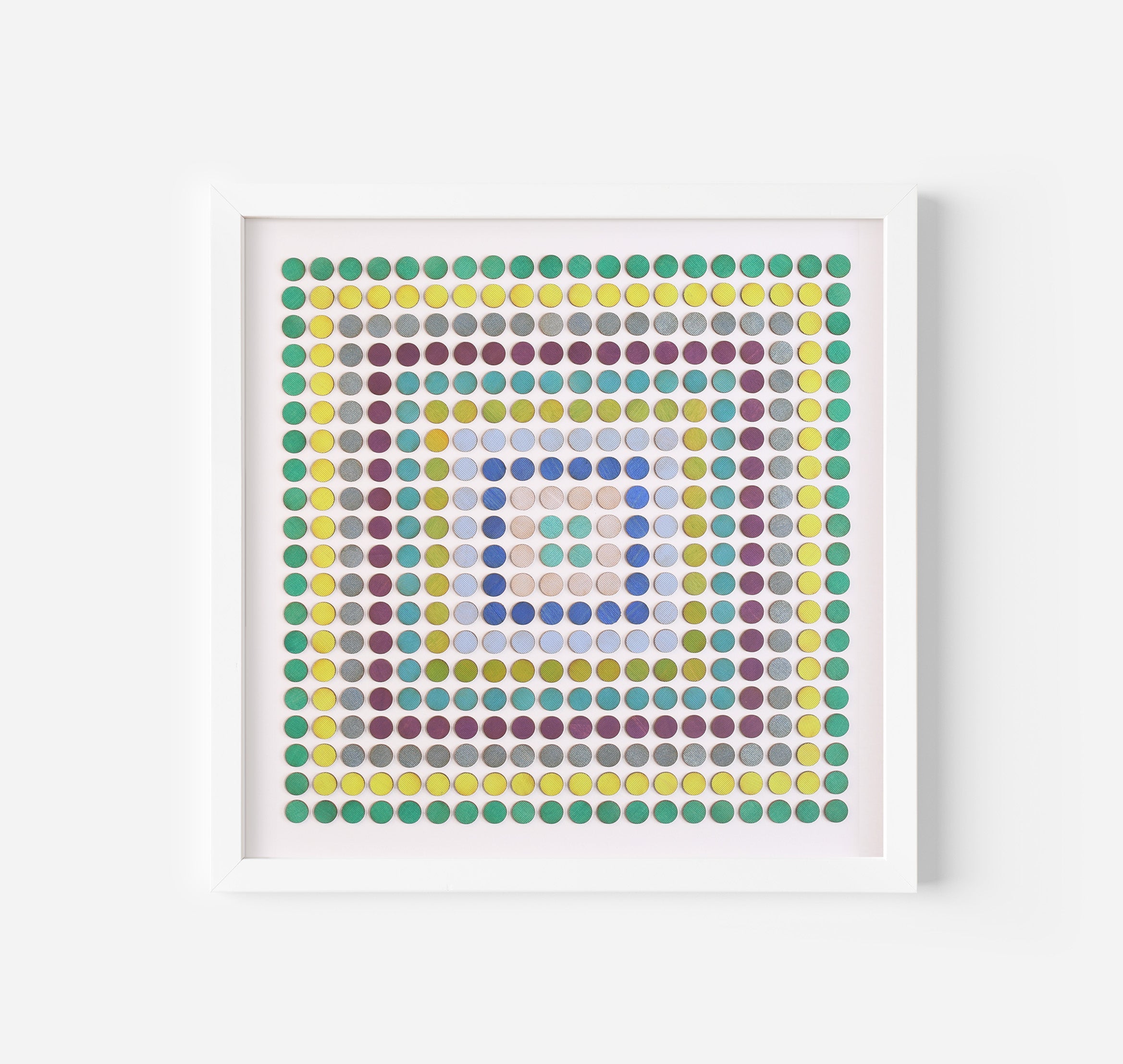 Painted Dot Collage Concentric Squares Green