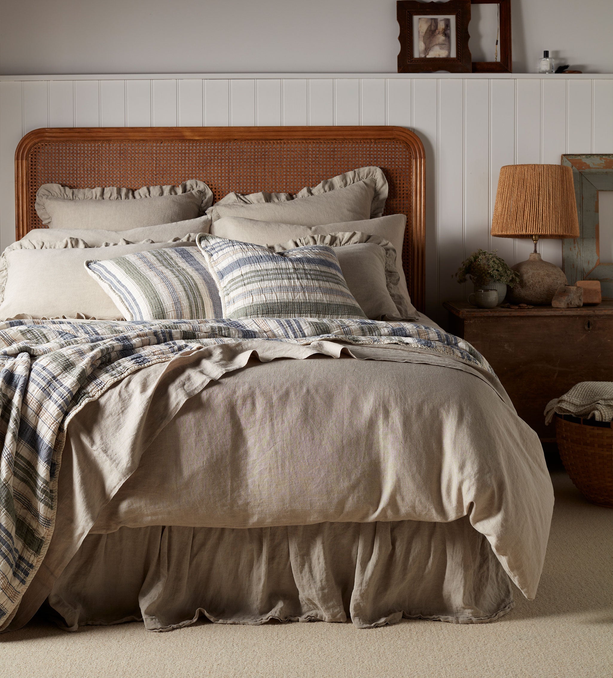 Natural 100% Linen Frill Valance