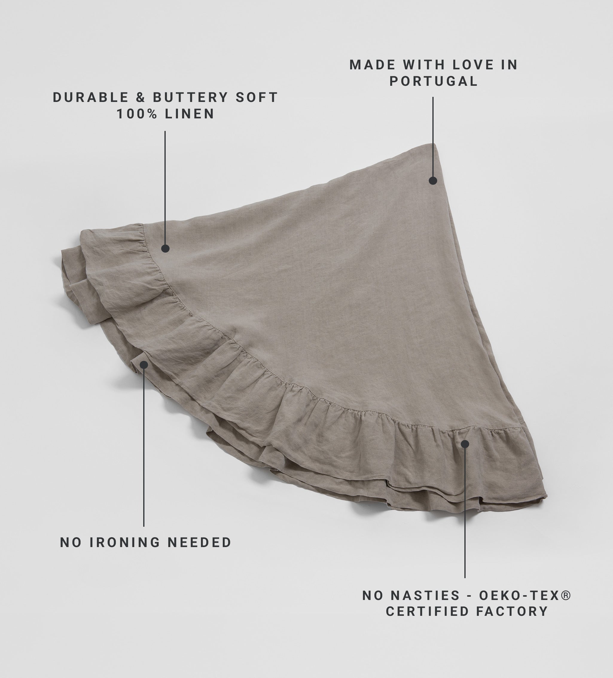 Natural 100% Linen Frill Tablecloth