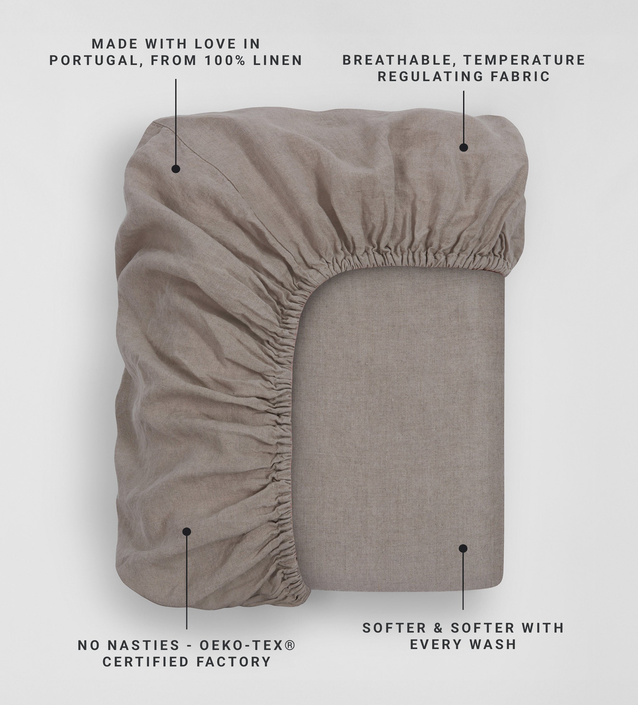 Natural 100% Linen Fitted Sheet