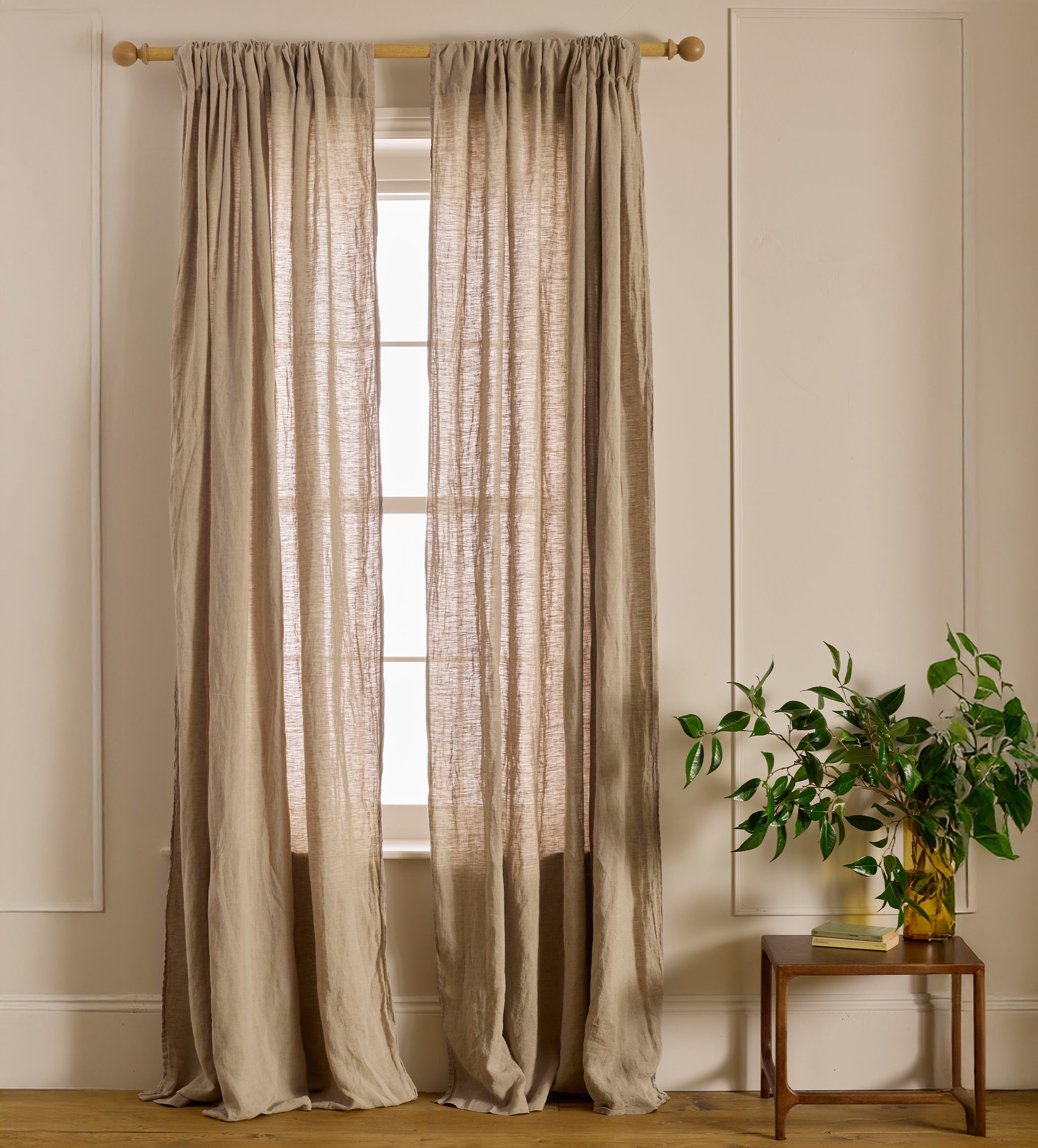 Natural 100% Linen Loop Top Curtain (Single)