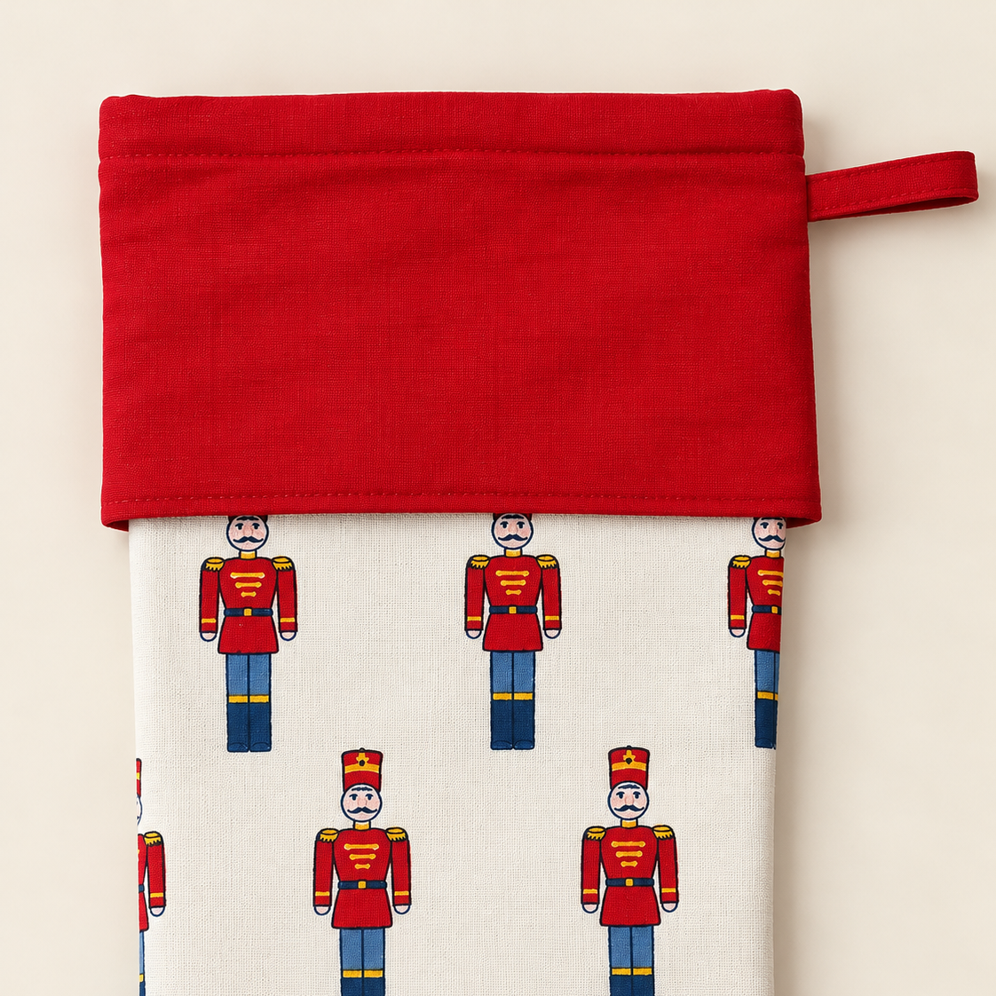 Toy Soldier Christmas Stocking in Red