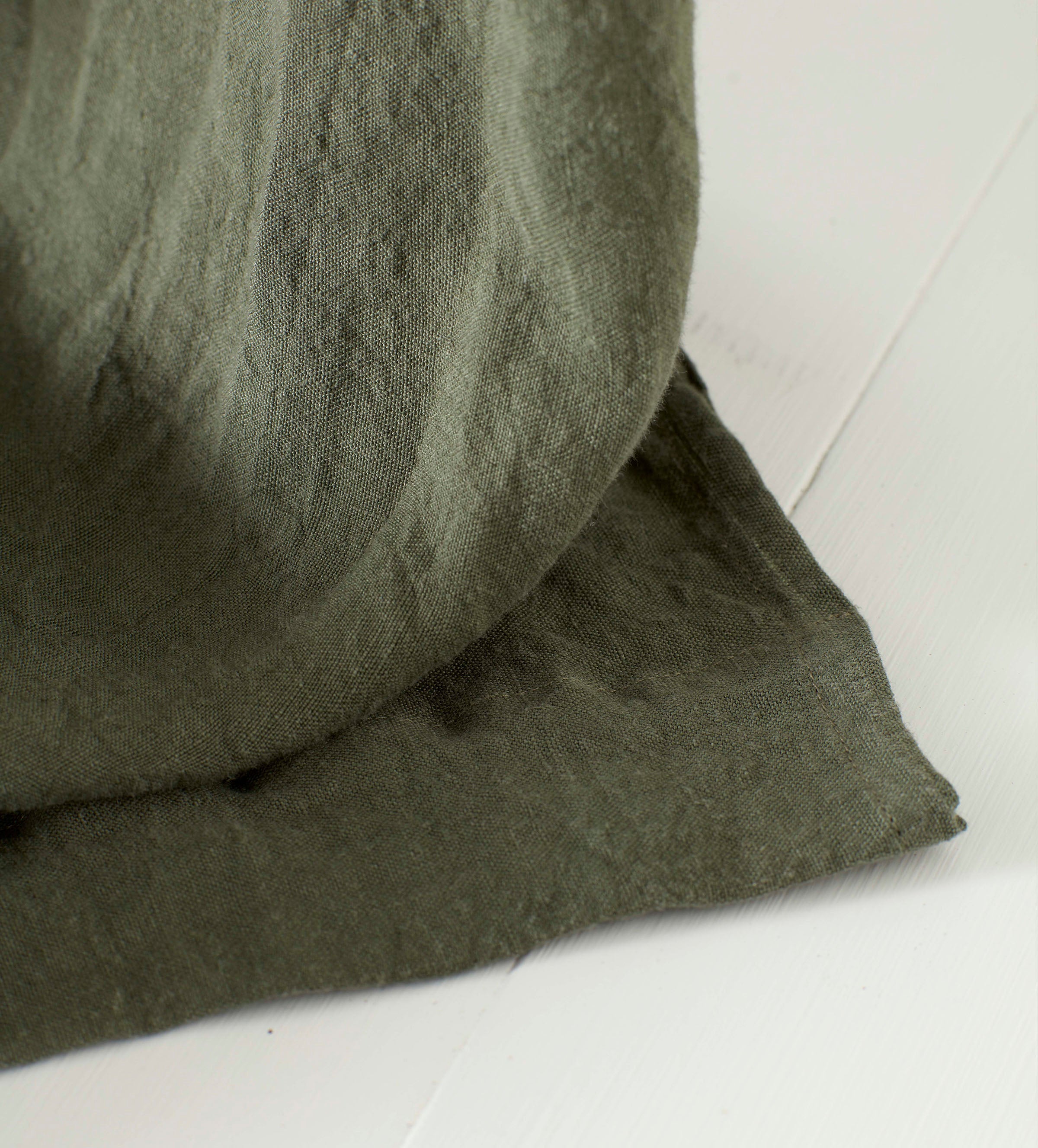 Olive Green 100% Linen Loop Top Curtain (Single)