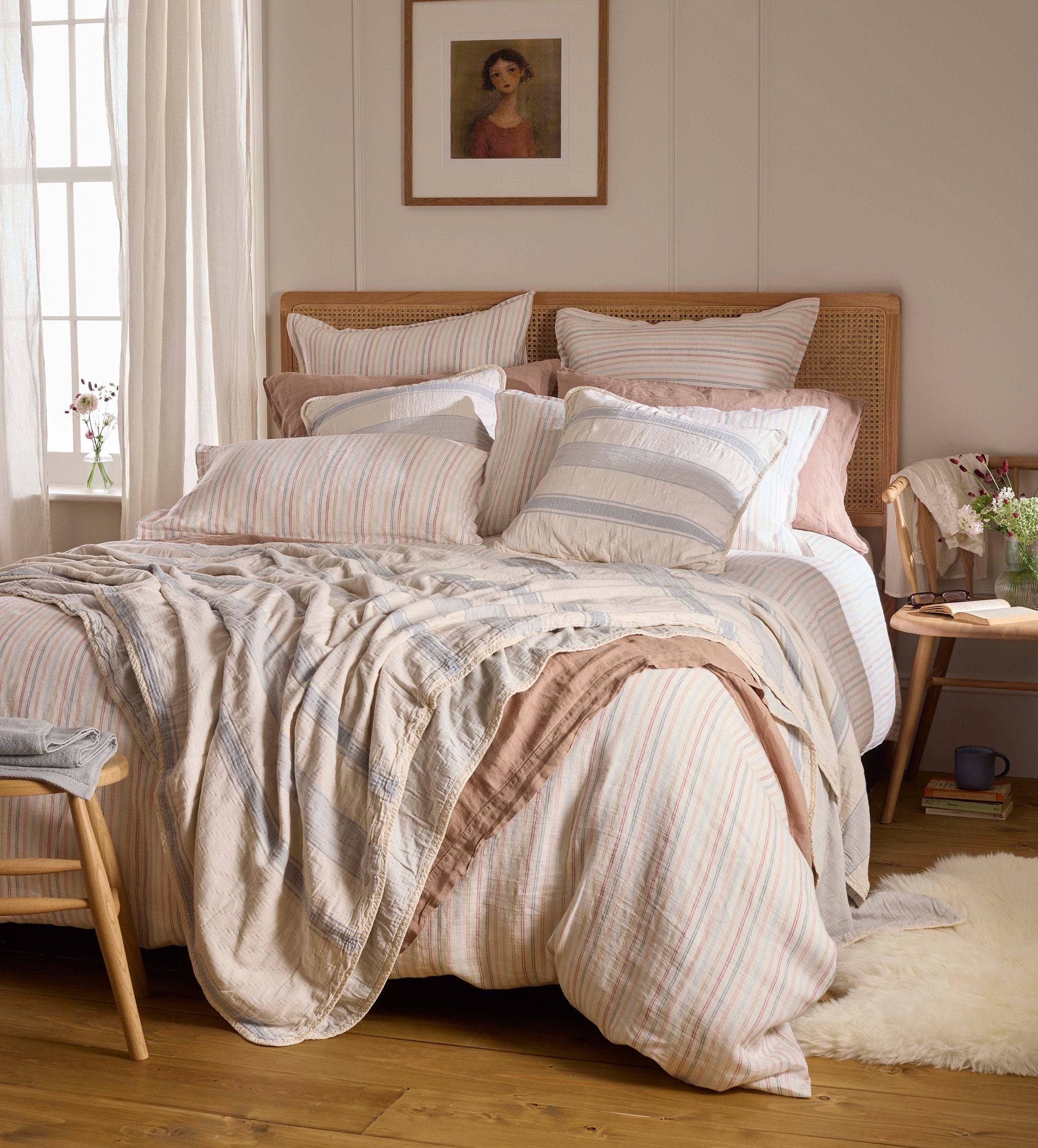 Olivia Stripe 100% Linen Duvet Cover