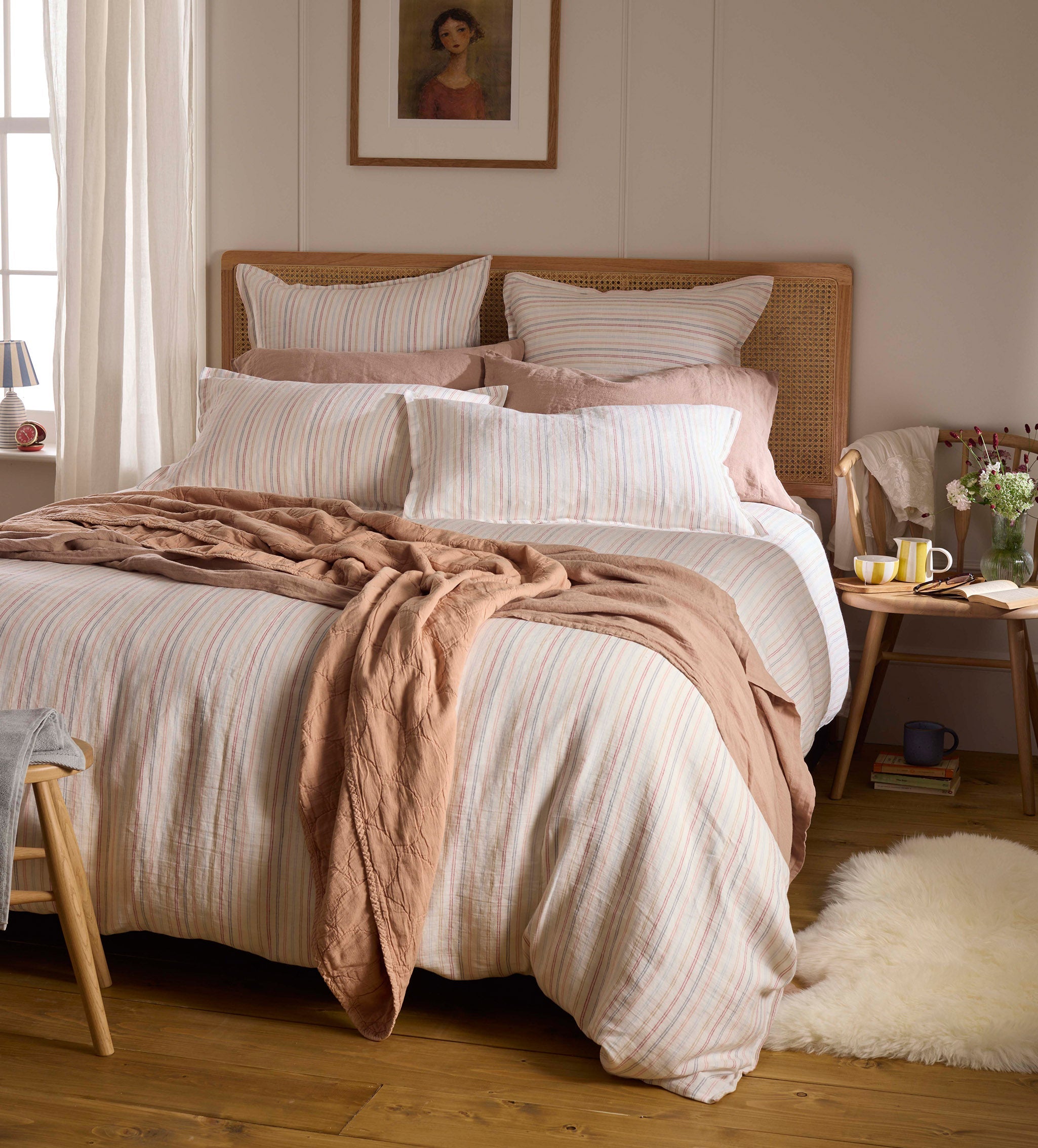 Olivia Stripe 100% Linen Pillowcase