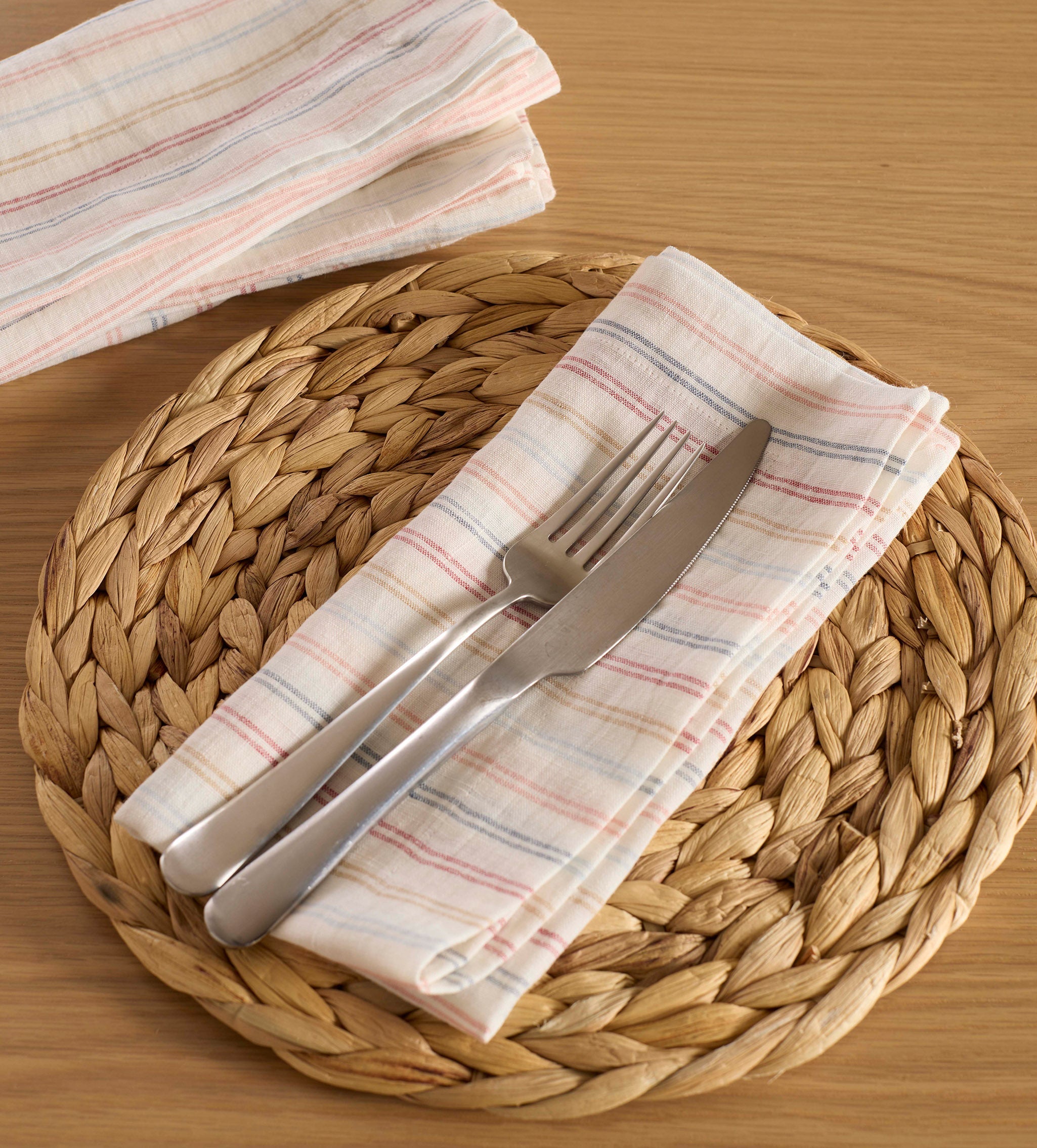 Olivia Stripe 100% Linen Napkins - Set of 4