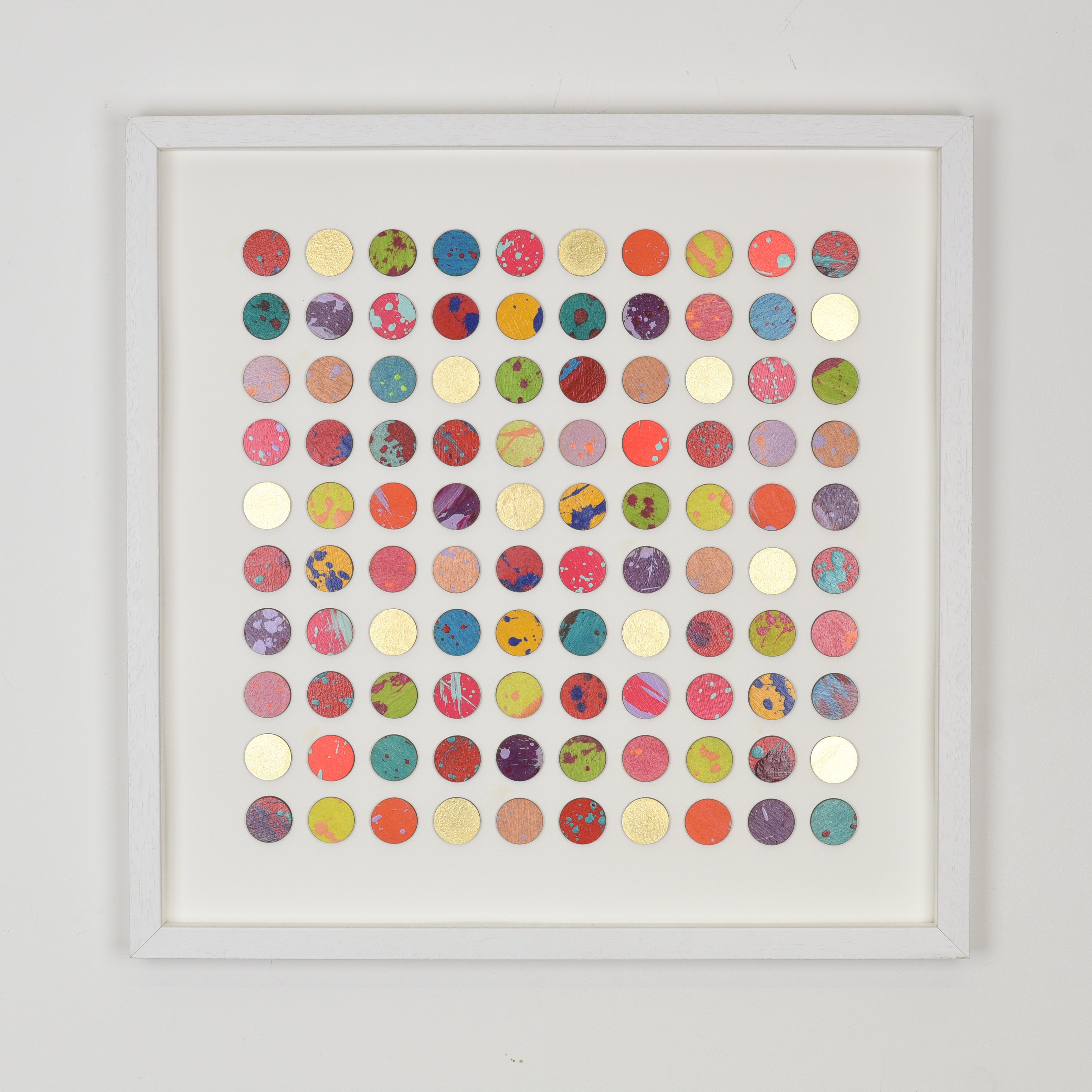 One Hundred Splash Dots Painting, Gold