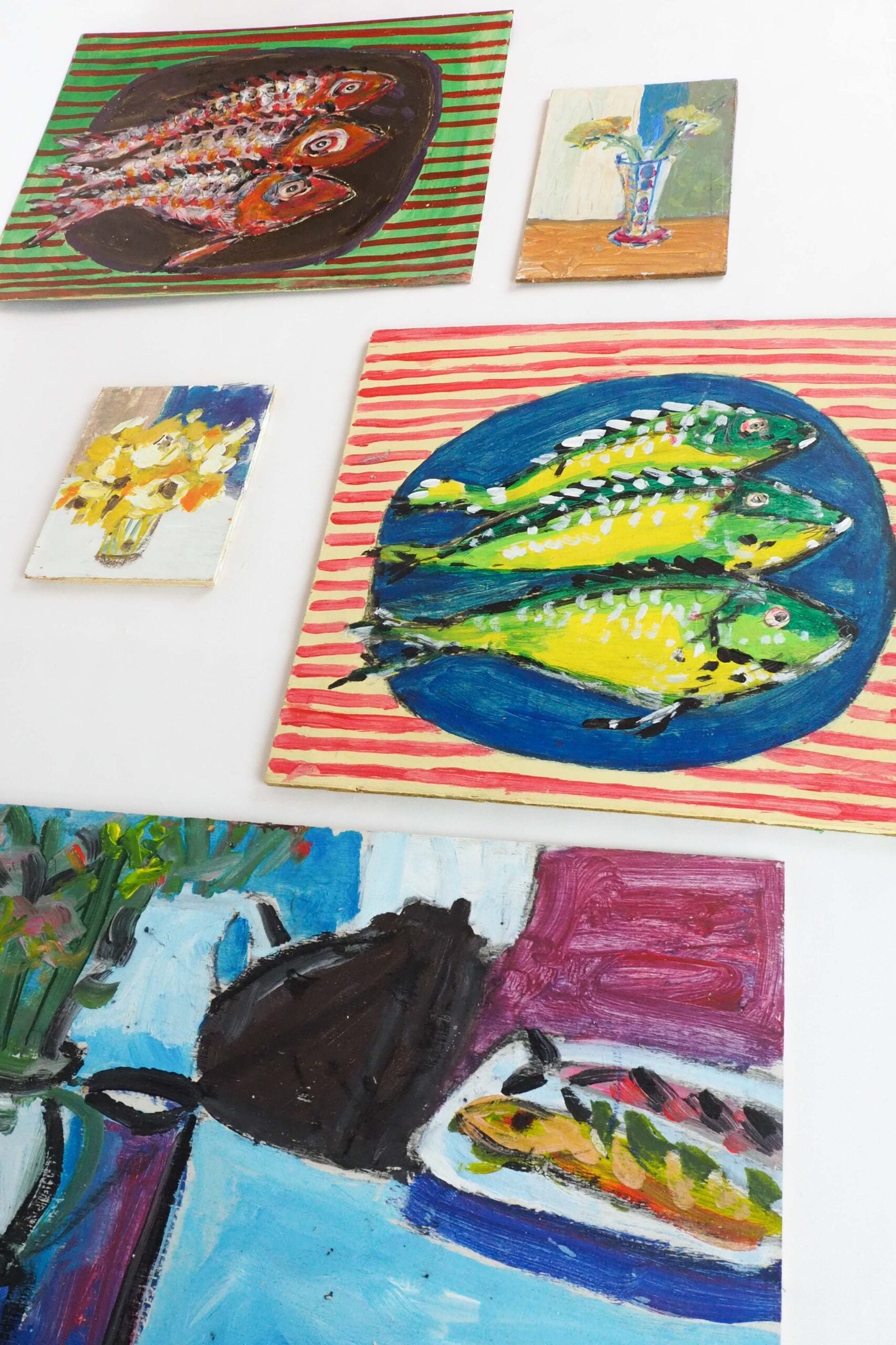 Oil on Board Fish Painting