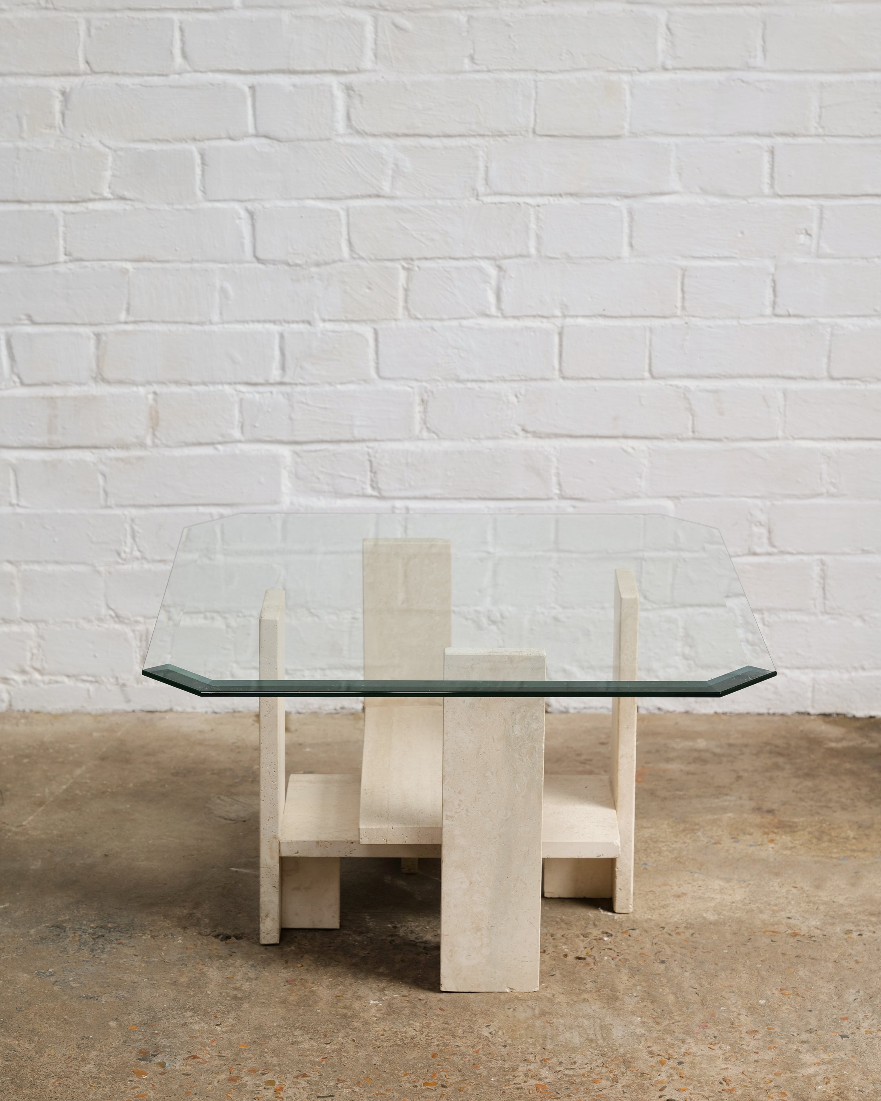 Sculptural Coffee Table in Travertine by Willy Ballez