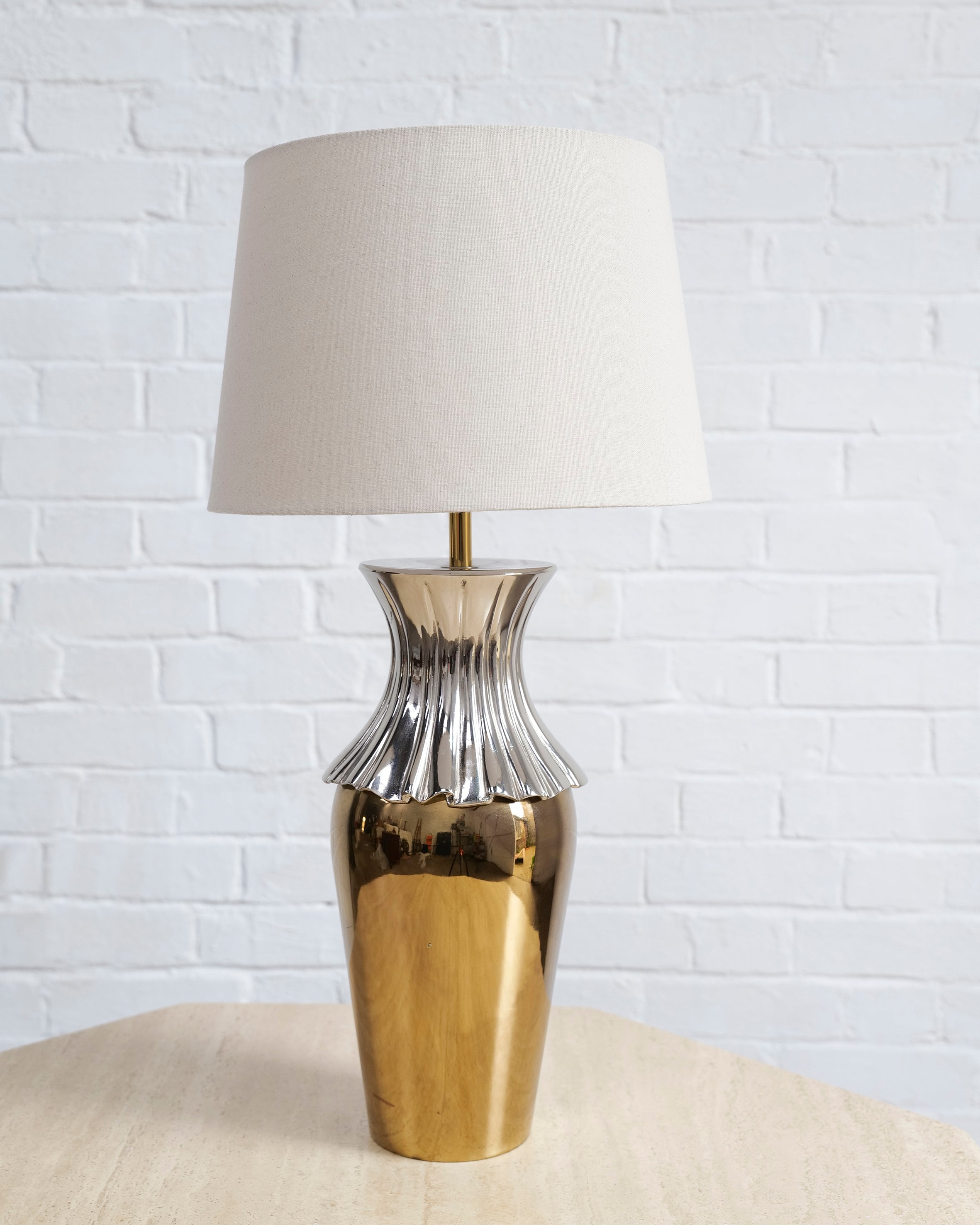 Silver And Brass Two Tone Lamp