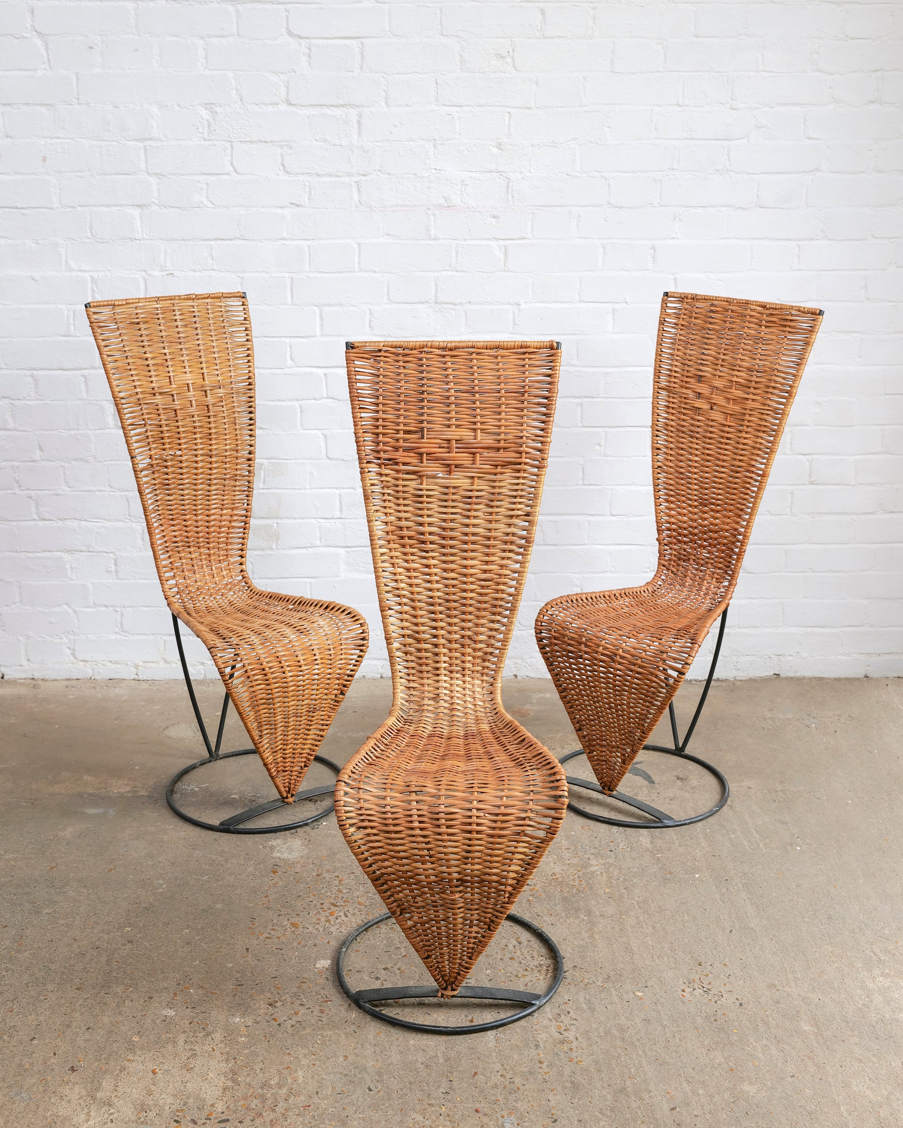 French Wicker Chairs in The style of Tom Dixon