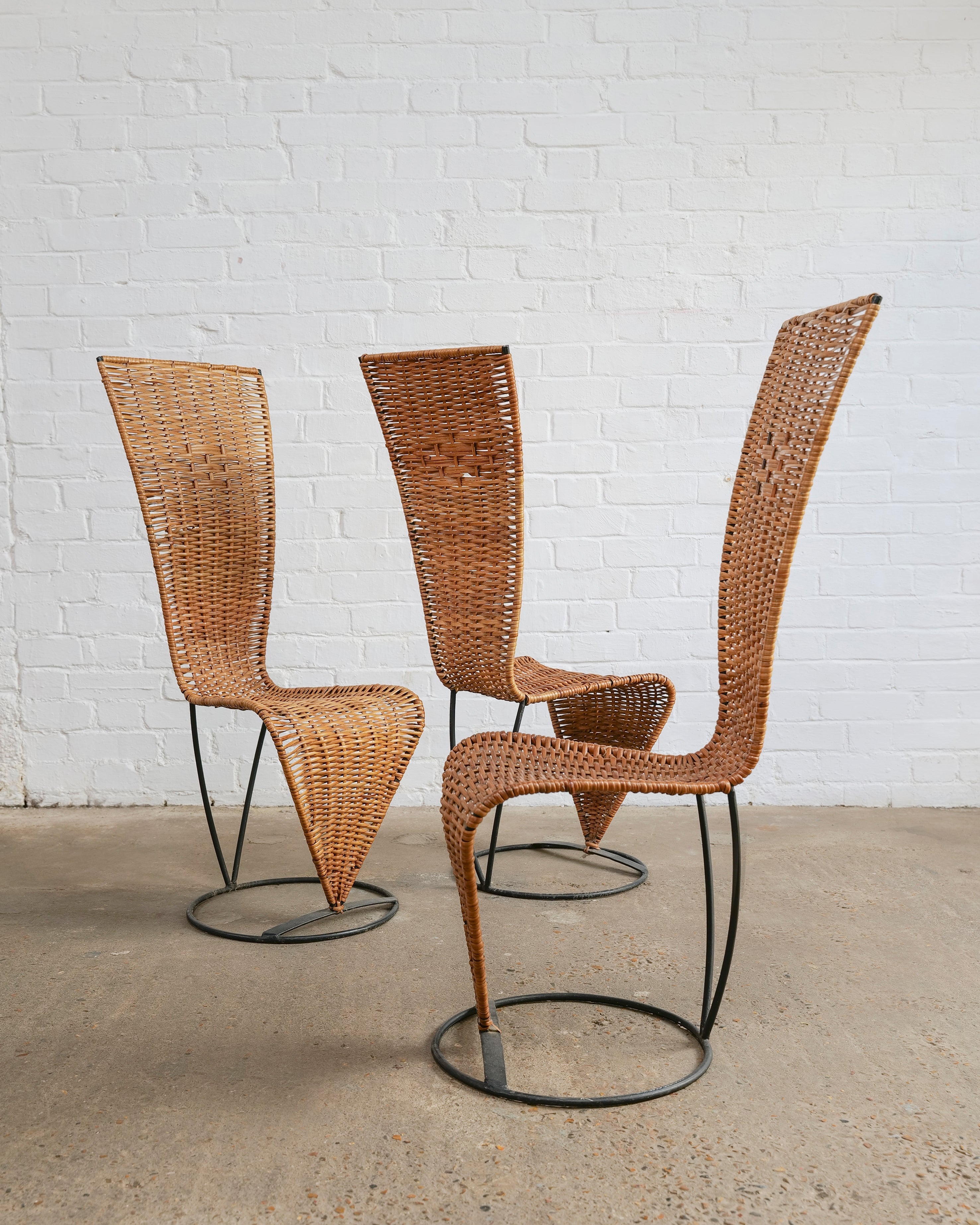 French Wicker Chairs in The style of Tom Dixon