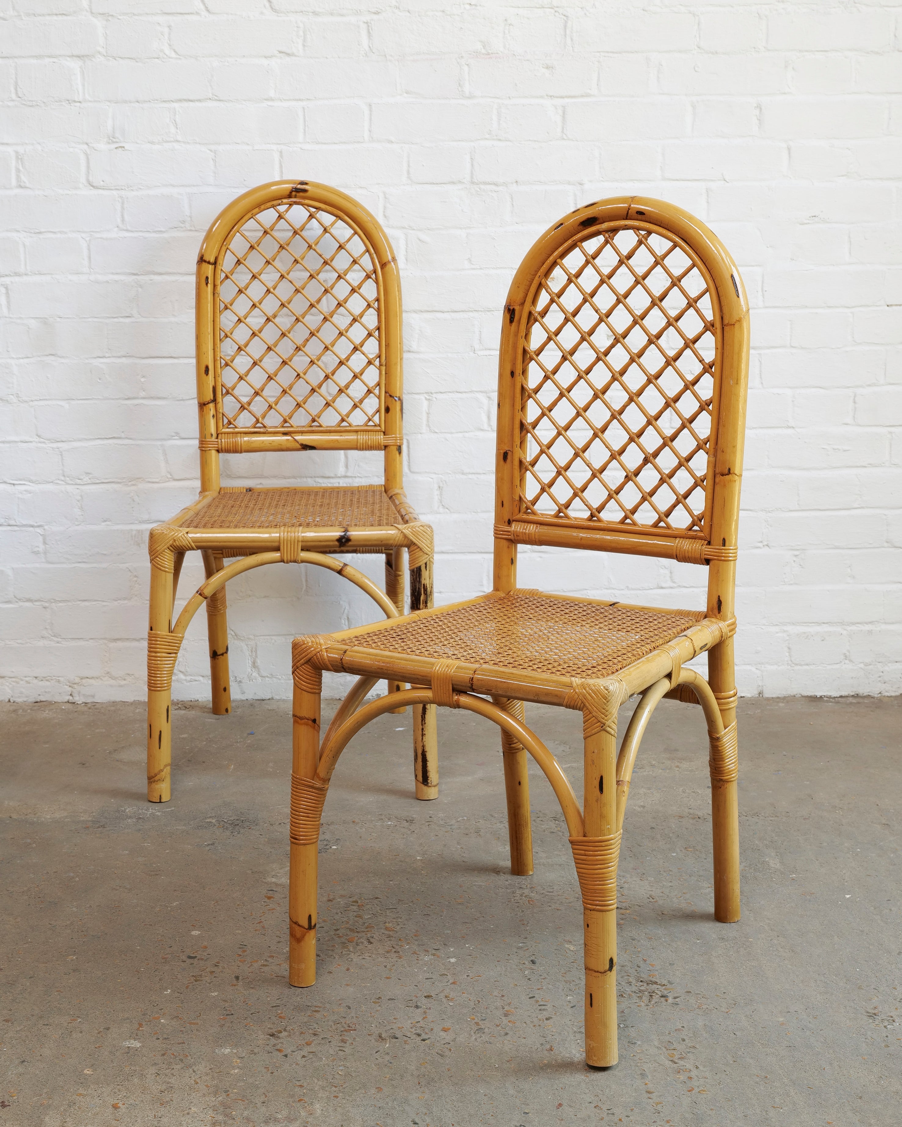 Set Of 4 Italian Bamboo And Cane Chairs