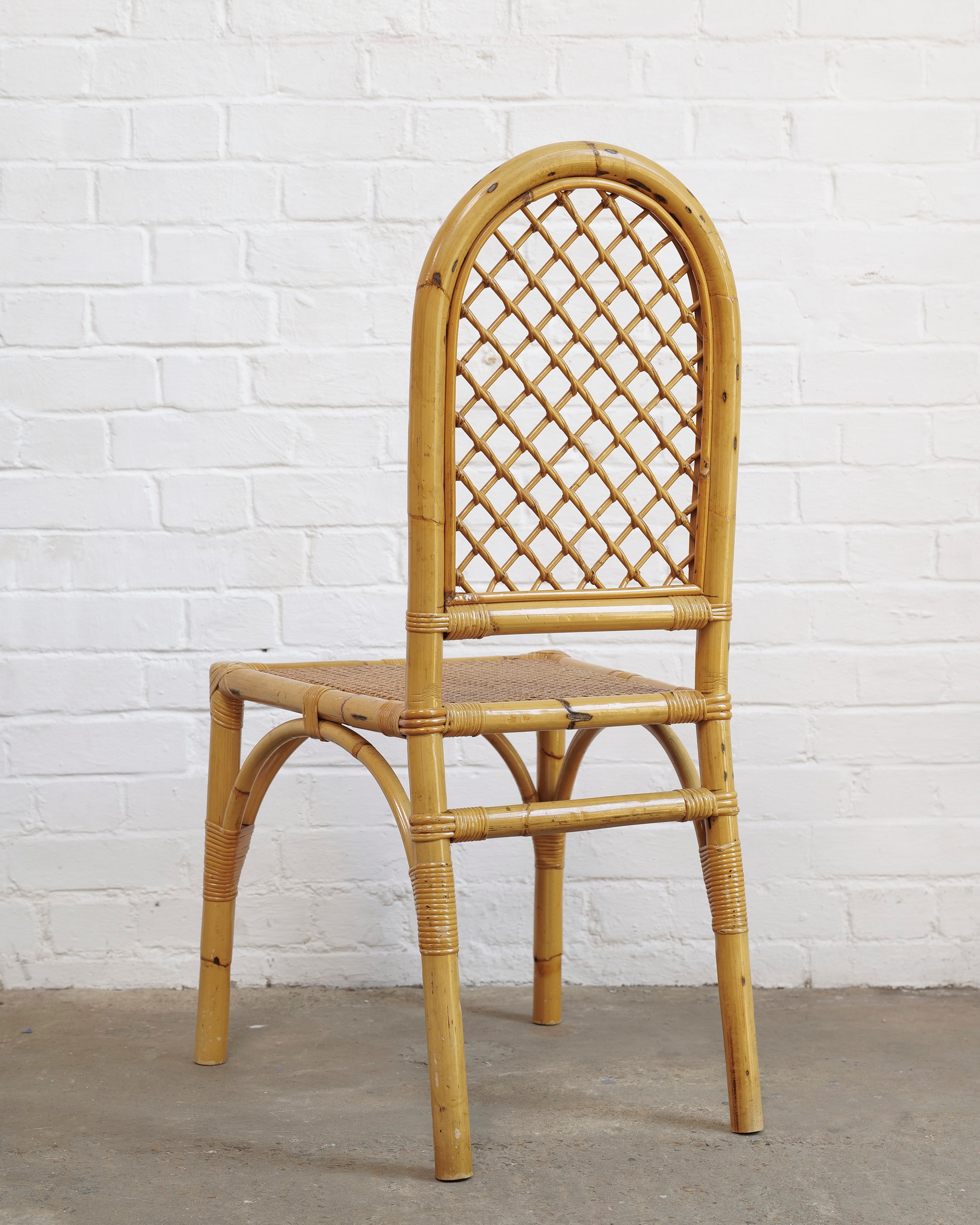 Set Of 4 Italian Bamboo And Cane Chairs