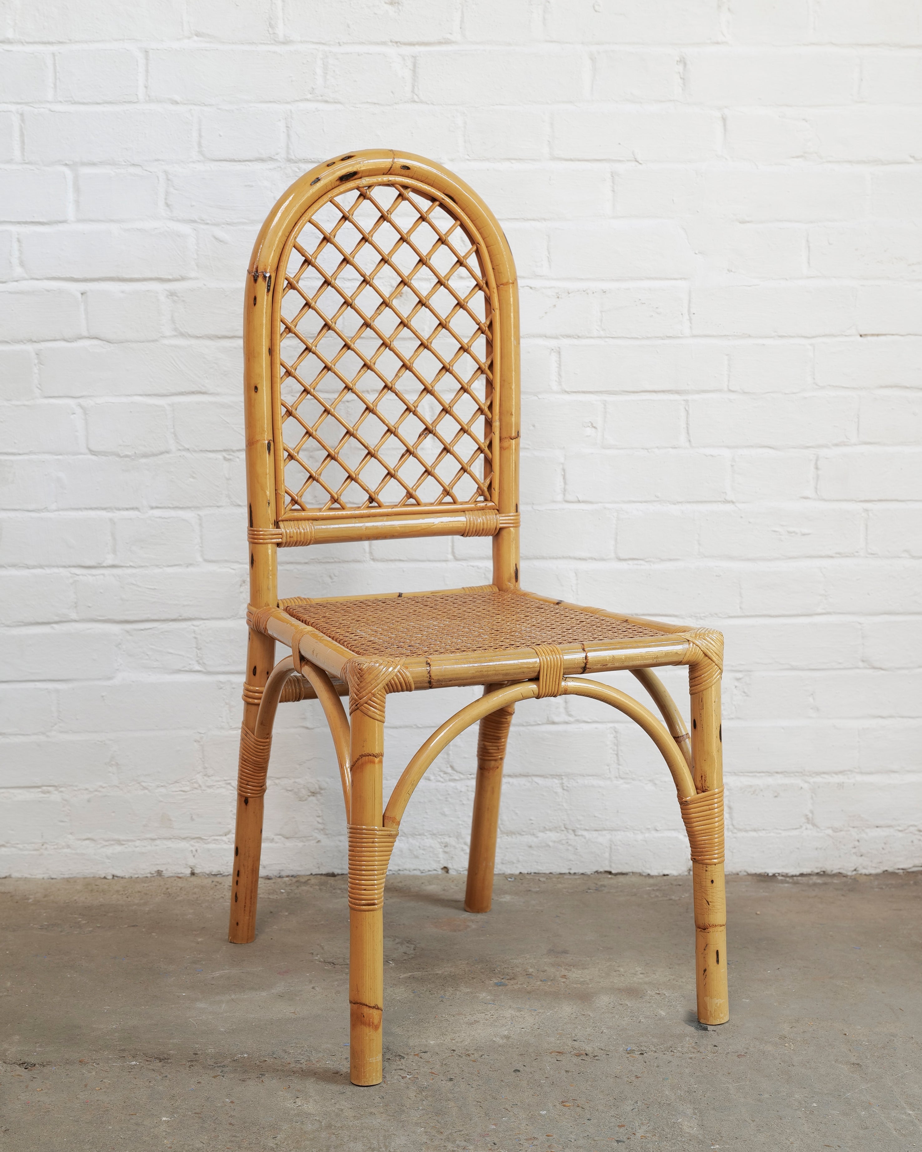 Set Of 4 Italian Bamboo And Cane Chairs