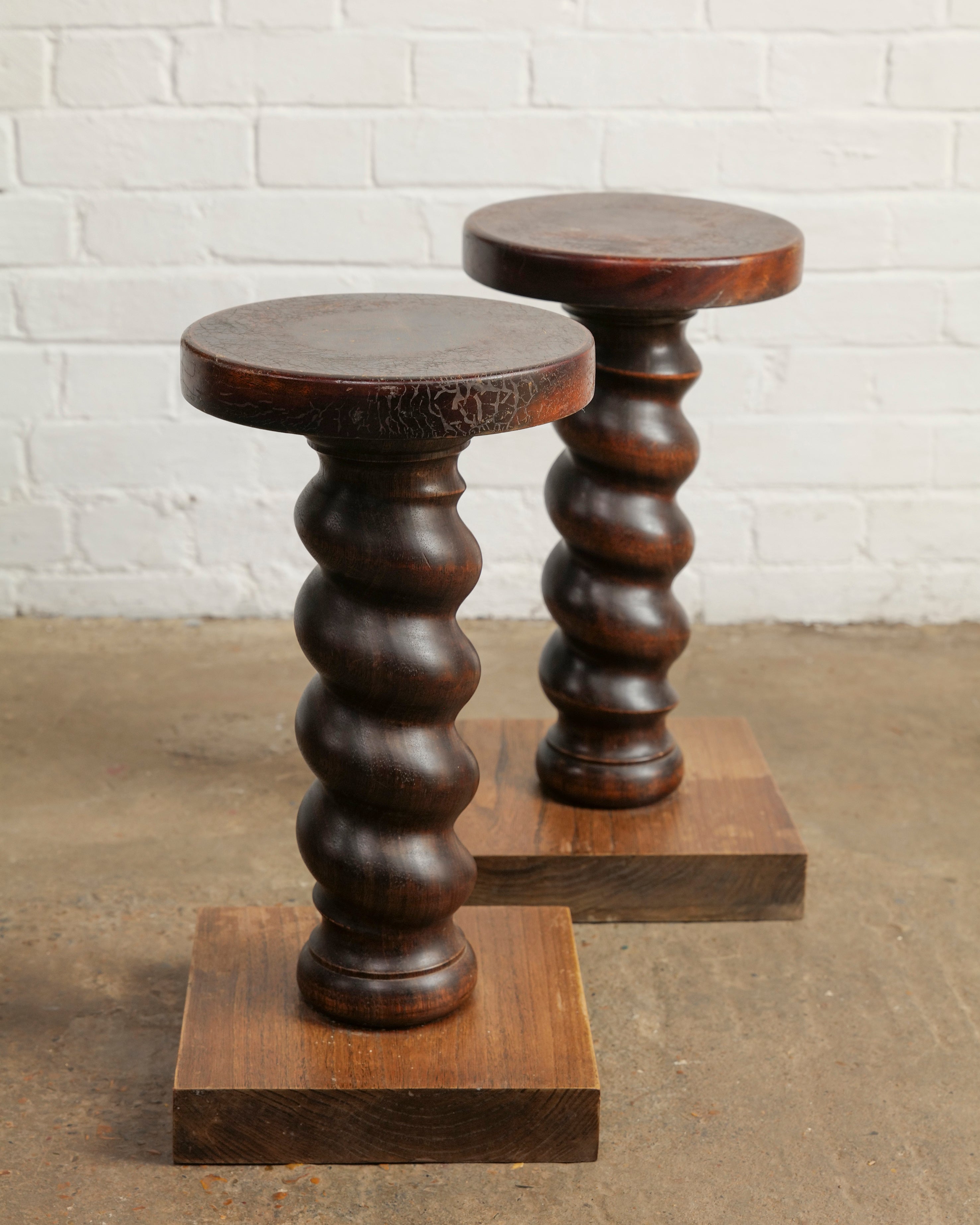 A Pair of French Barley Twist Hand Turned Tables