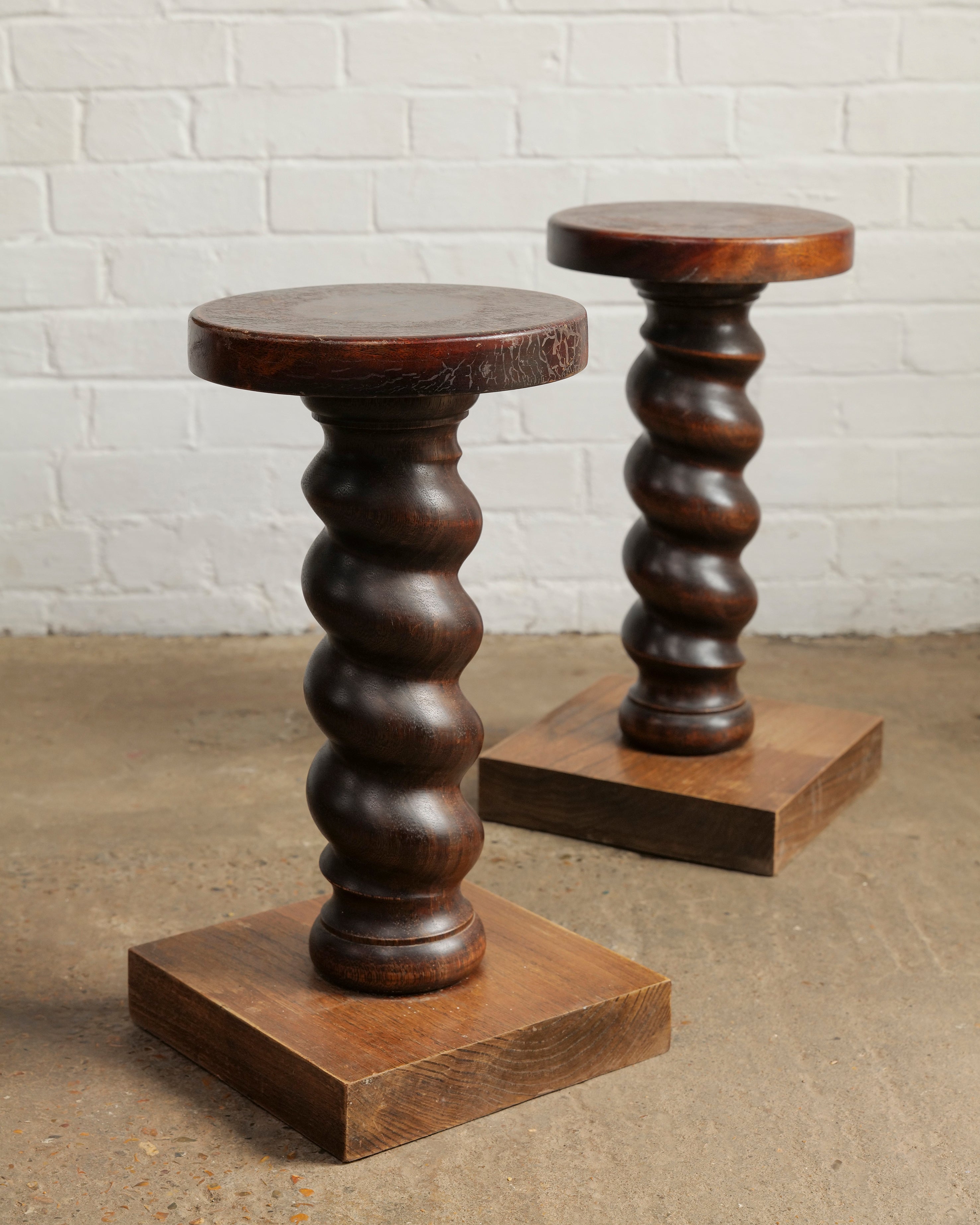 A Pair of French Barley Twist Hand Turned Tables