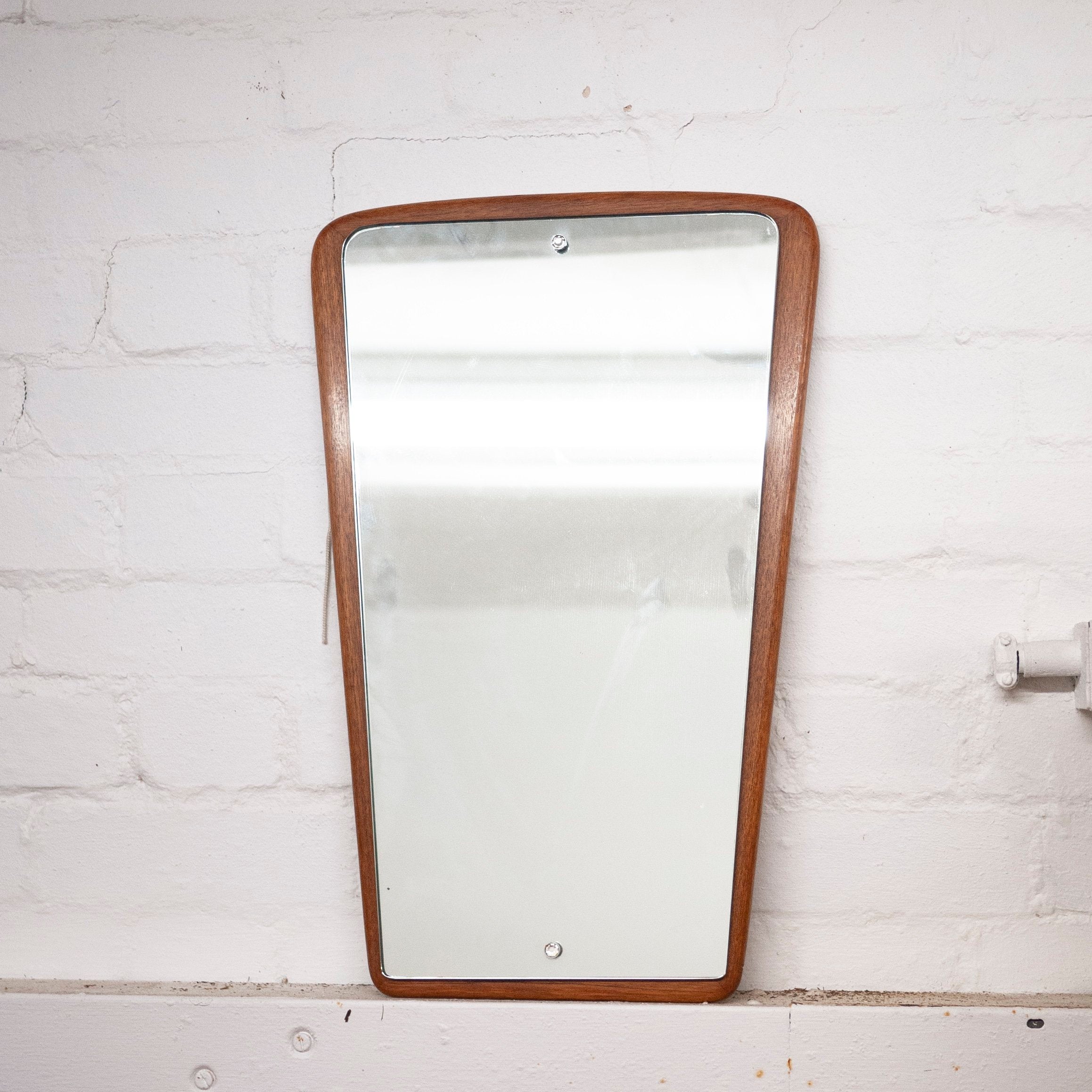 Vintage Teak Tapered Wall Mirror, 1960s