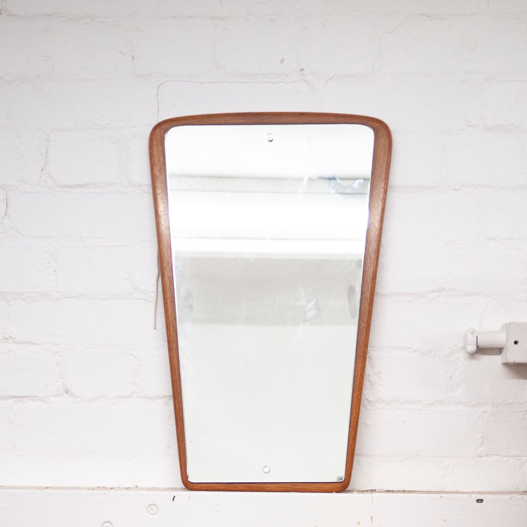 Vintage Teak Tapered Wall Mirror, 1960s