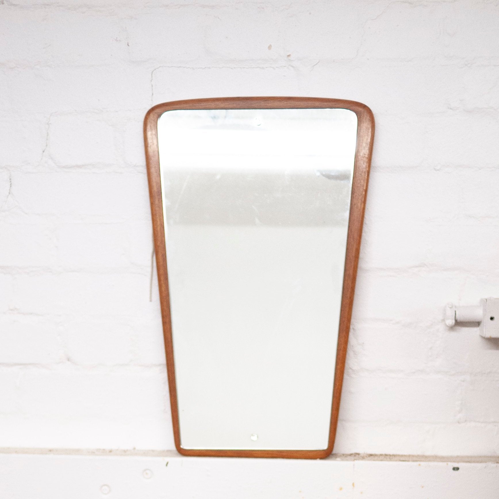 Vintage Teak Tapered Wall Mirror, 1960s