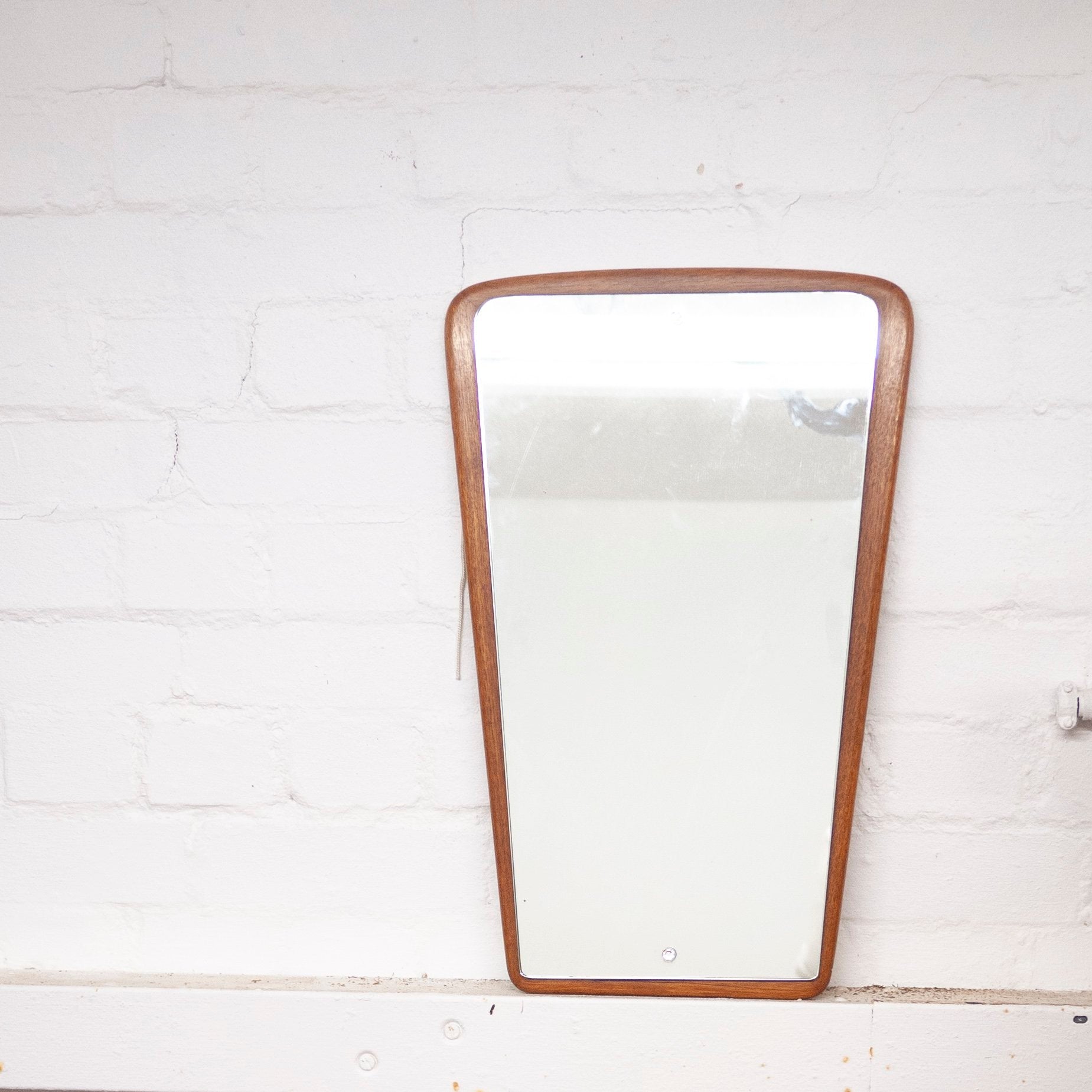 Vintage Teak Tapered Wall Mirror, 1960s