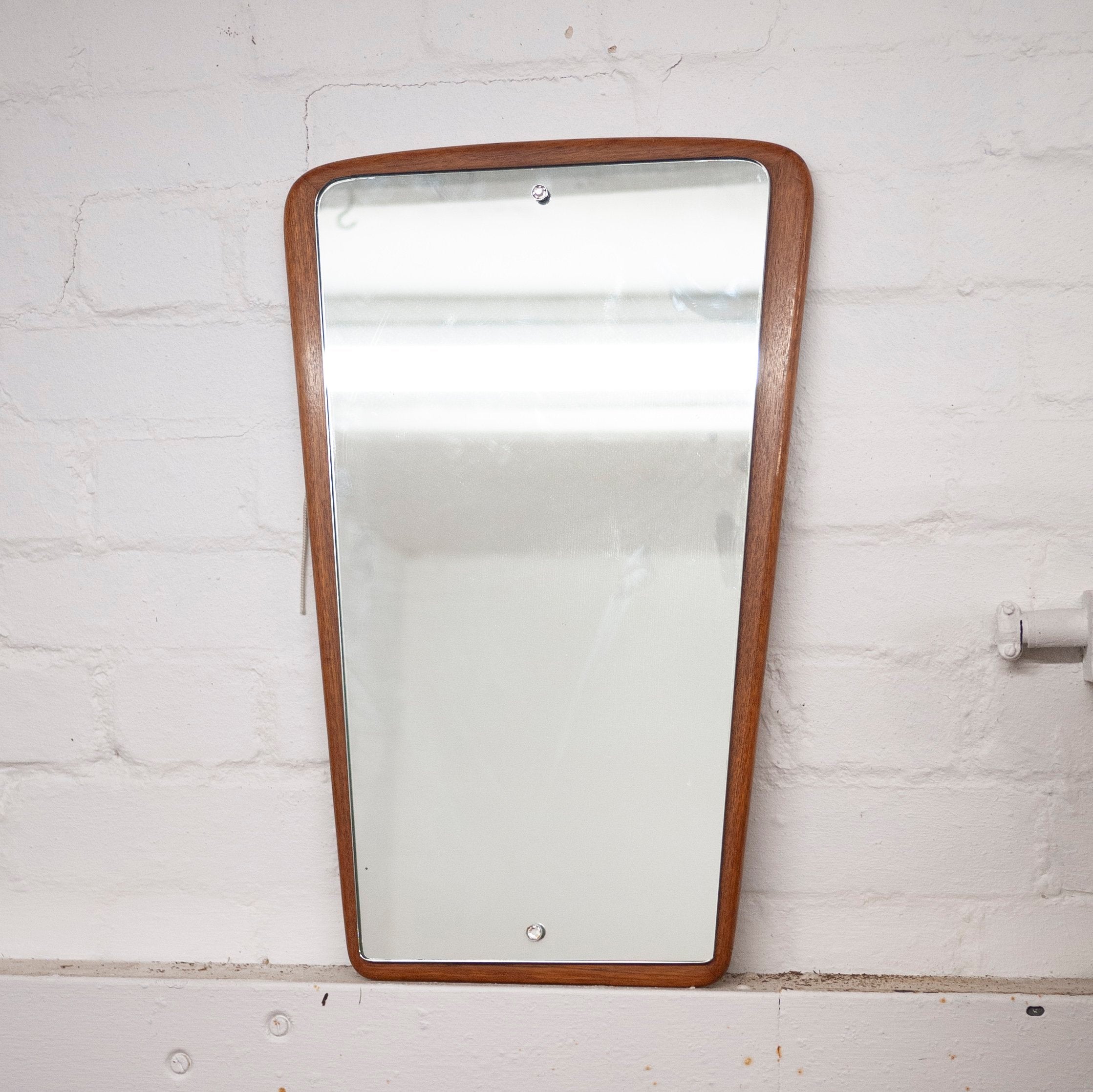 Vintage Teak Tapered Wall Mirror, 1960s