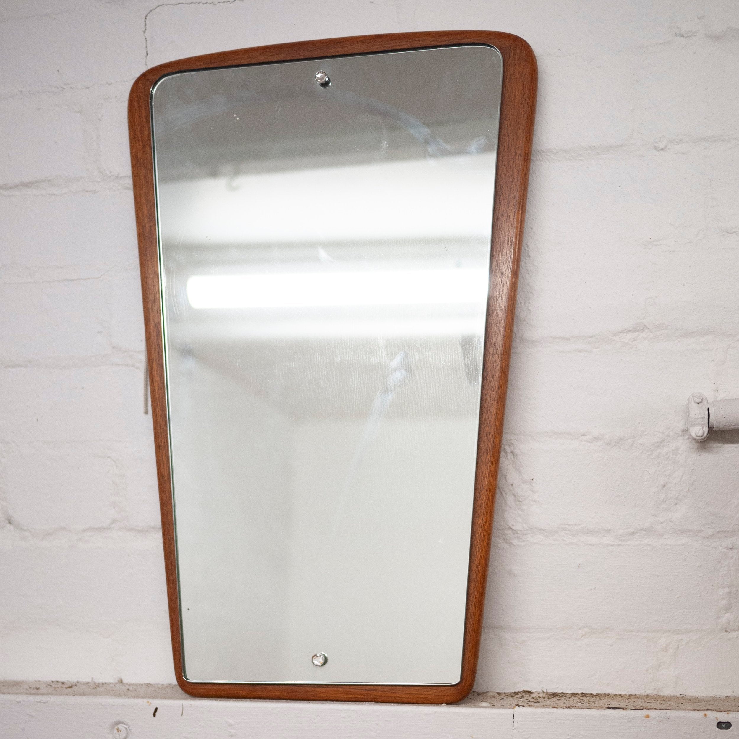 Vintage Teak Tapered Wall Mirror, 1960s