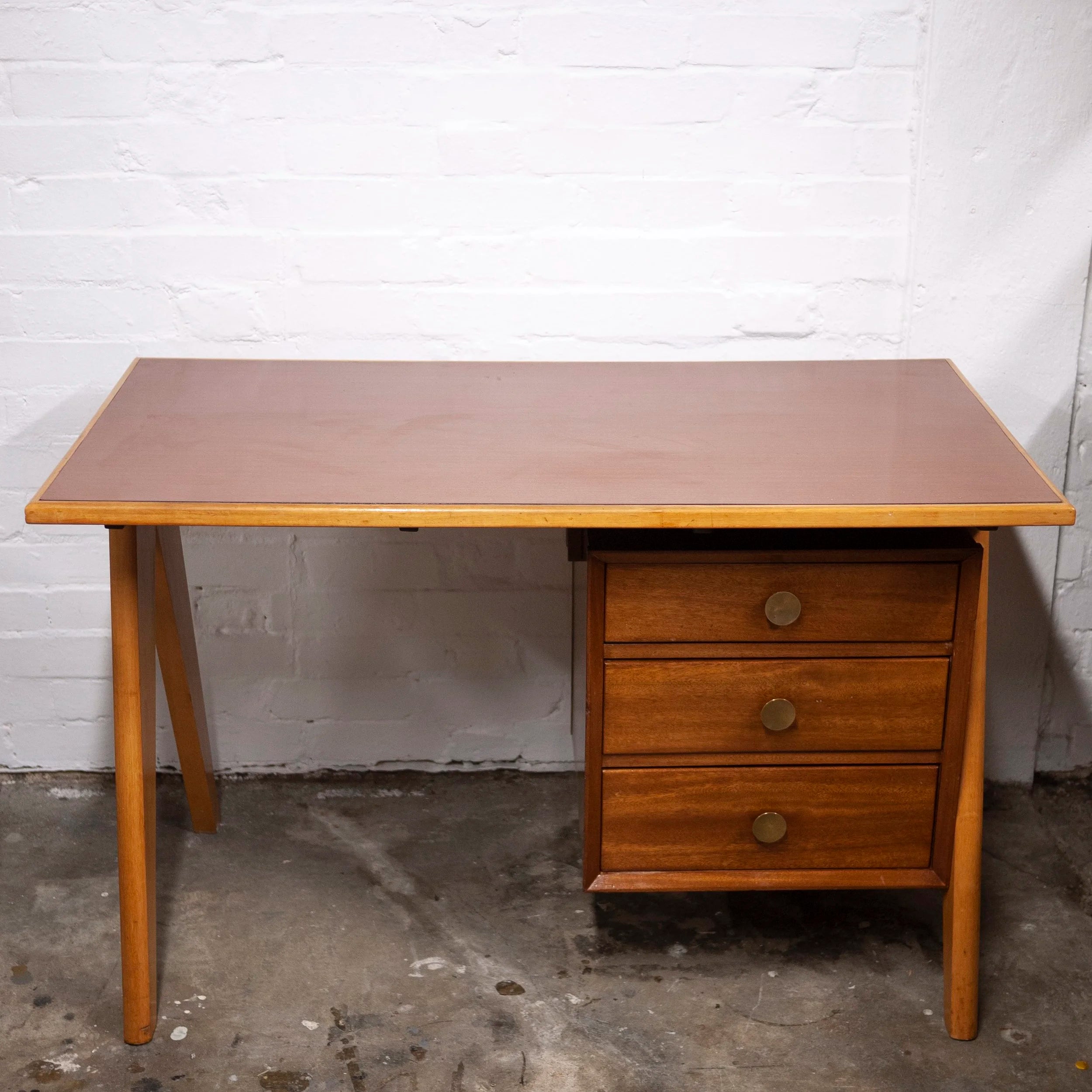 Mid-Century Teak Desk with Formica Top, 1960s