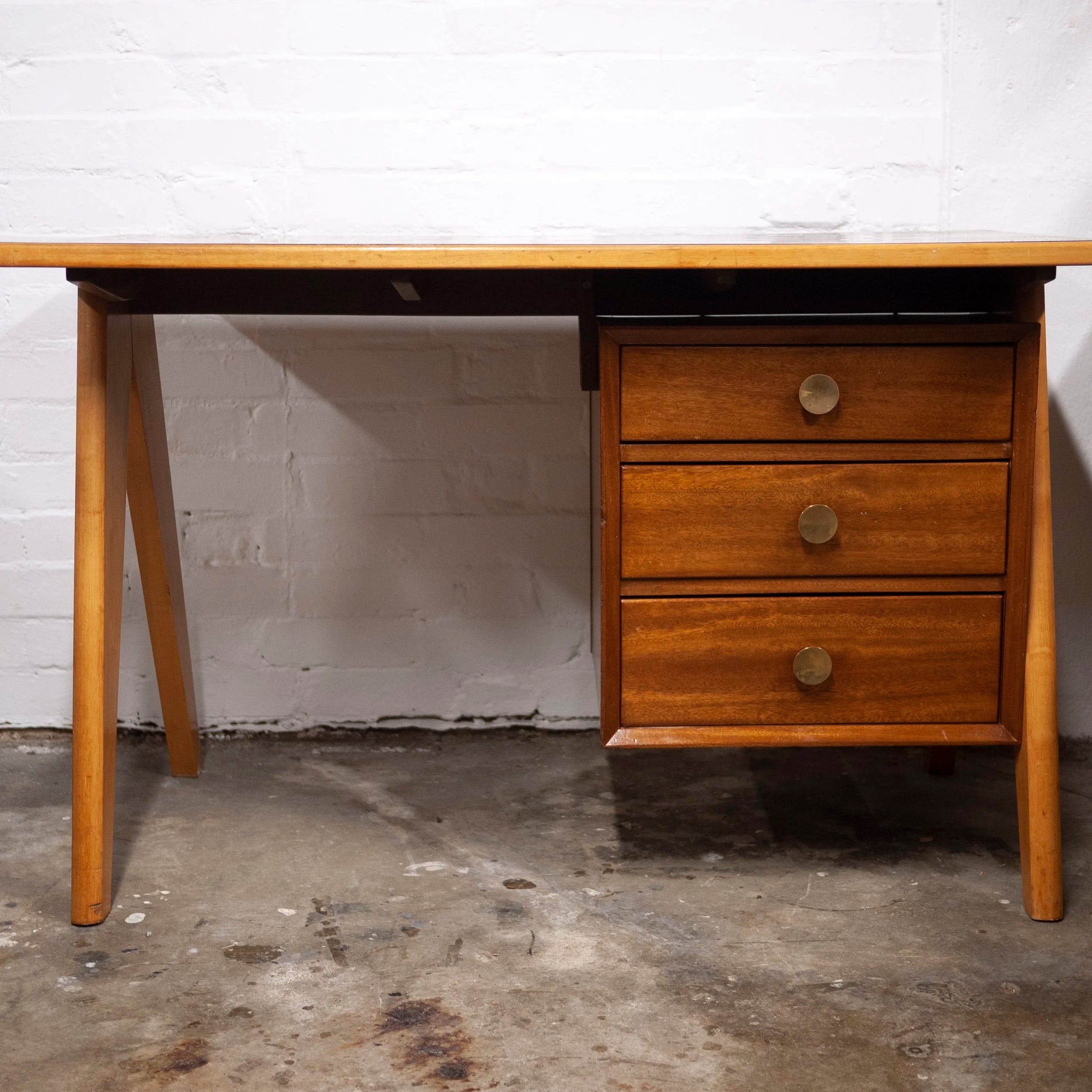 Mid-Century Teak Desk with Formica Top, 1960s