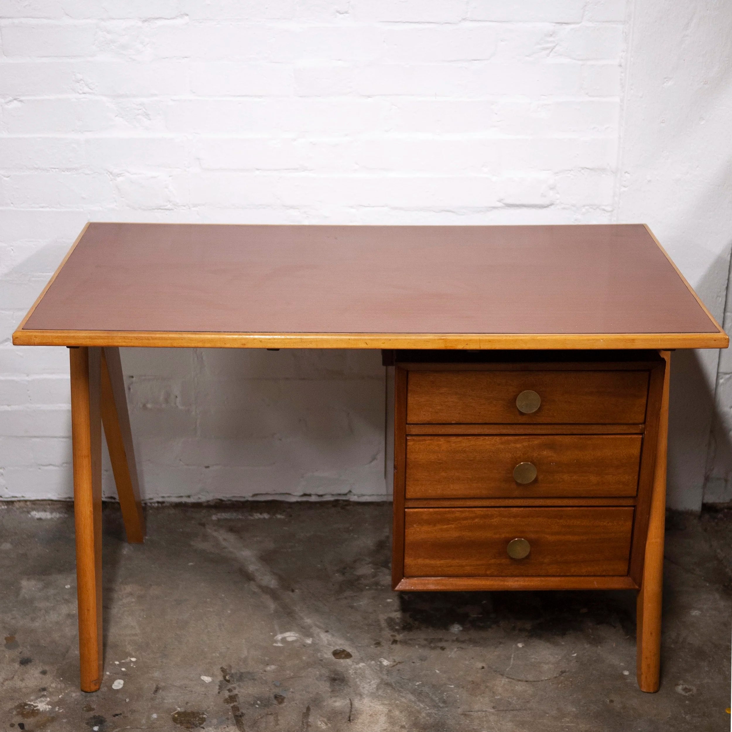 Mid-Century Teak Desk with Formica Top, 1960s