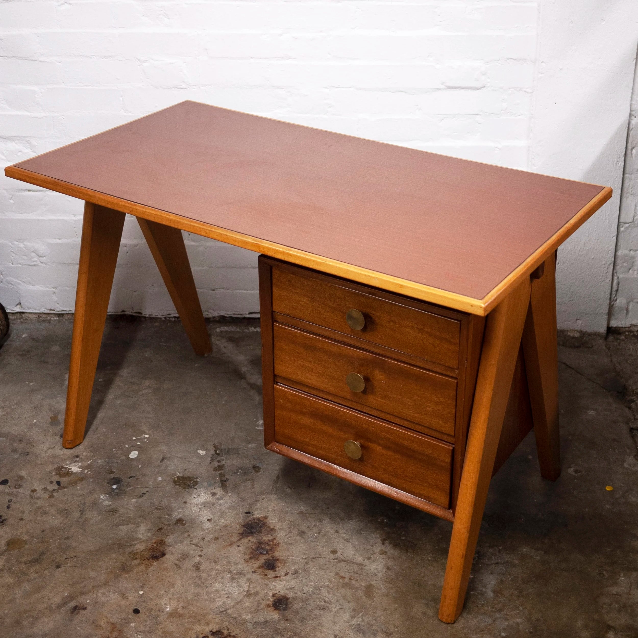 Mid-Century Teak Desk with Formica Top, 1960s