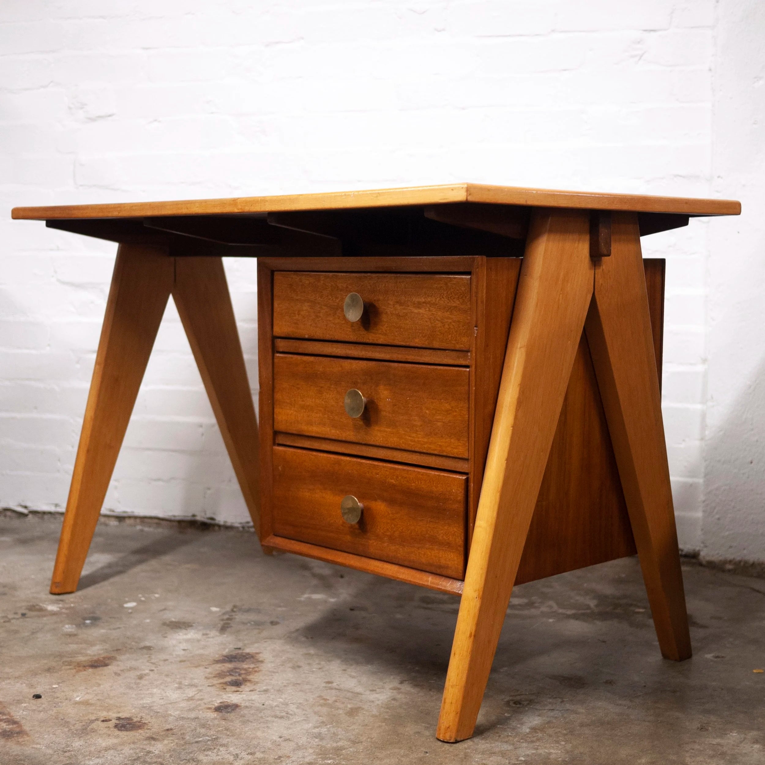 Mid-Century Teak Desk with Formica Top, 1960s