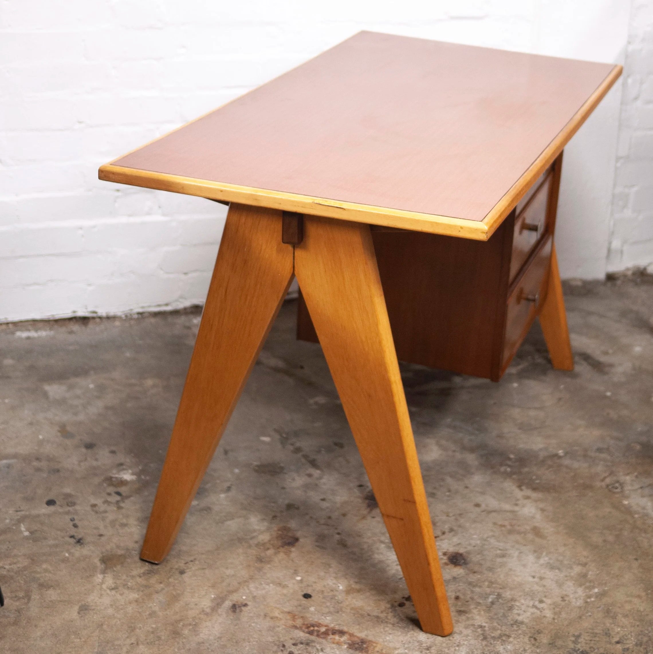 Mid-Century Teak Desk with Formica Top, 1960s