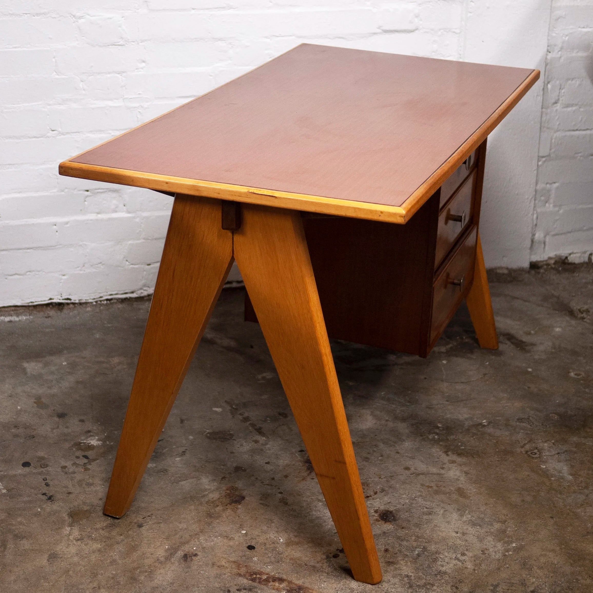 Mid-Century Teak Desk with Formica Top, 1960s