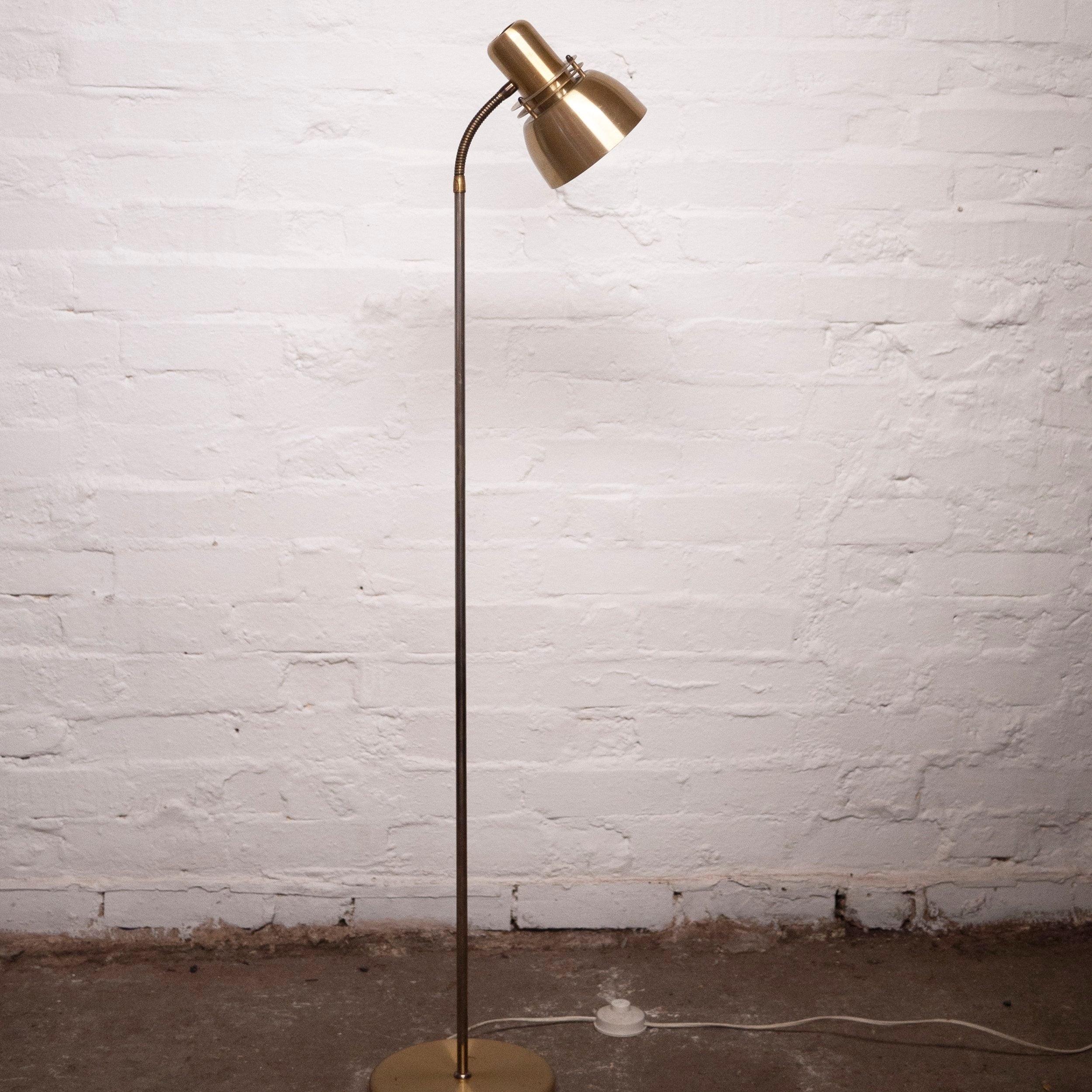 Swedish Mid-Century Gold Floor Lamp by Belid, 1970s