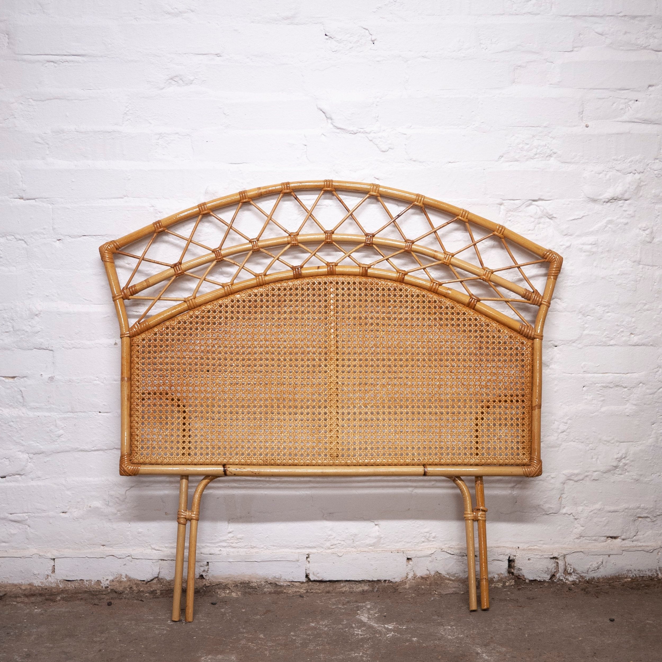 Vintage Single Bamboo and Cane Headboard Bedhead 1970s