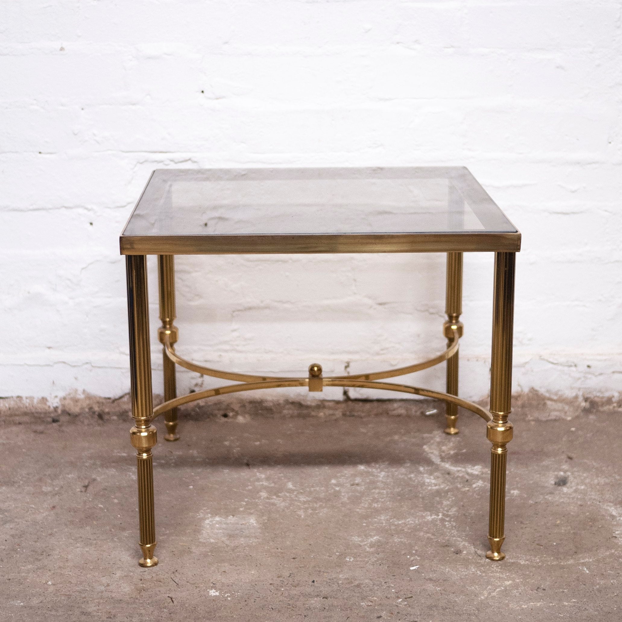 Vintage French Brass and Glass Square Side/ Coffee Table, 1960s