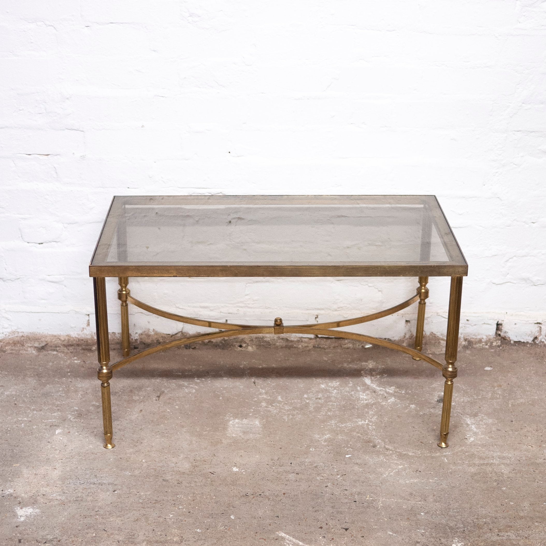 Vintage French Brass and Glass Rectangular Side/ Coffee Table, 1960s