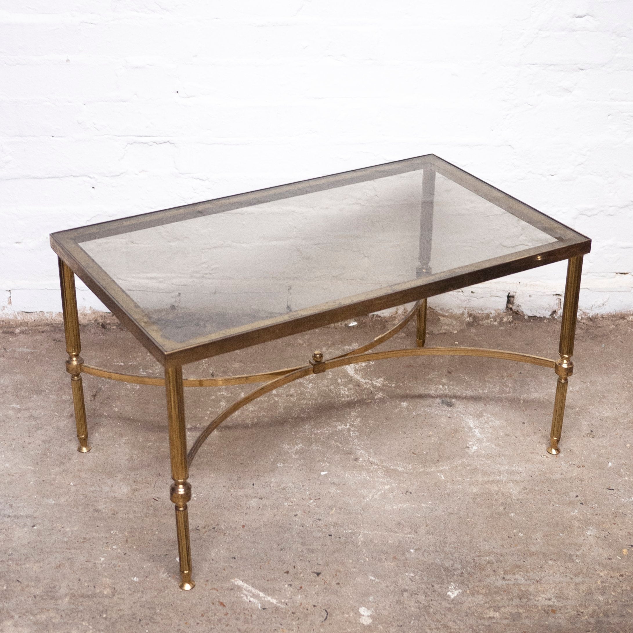 Vintage French Brass and Glass Rectangular Side/ Coffee Table, 1960s