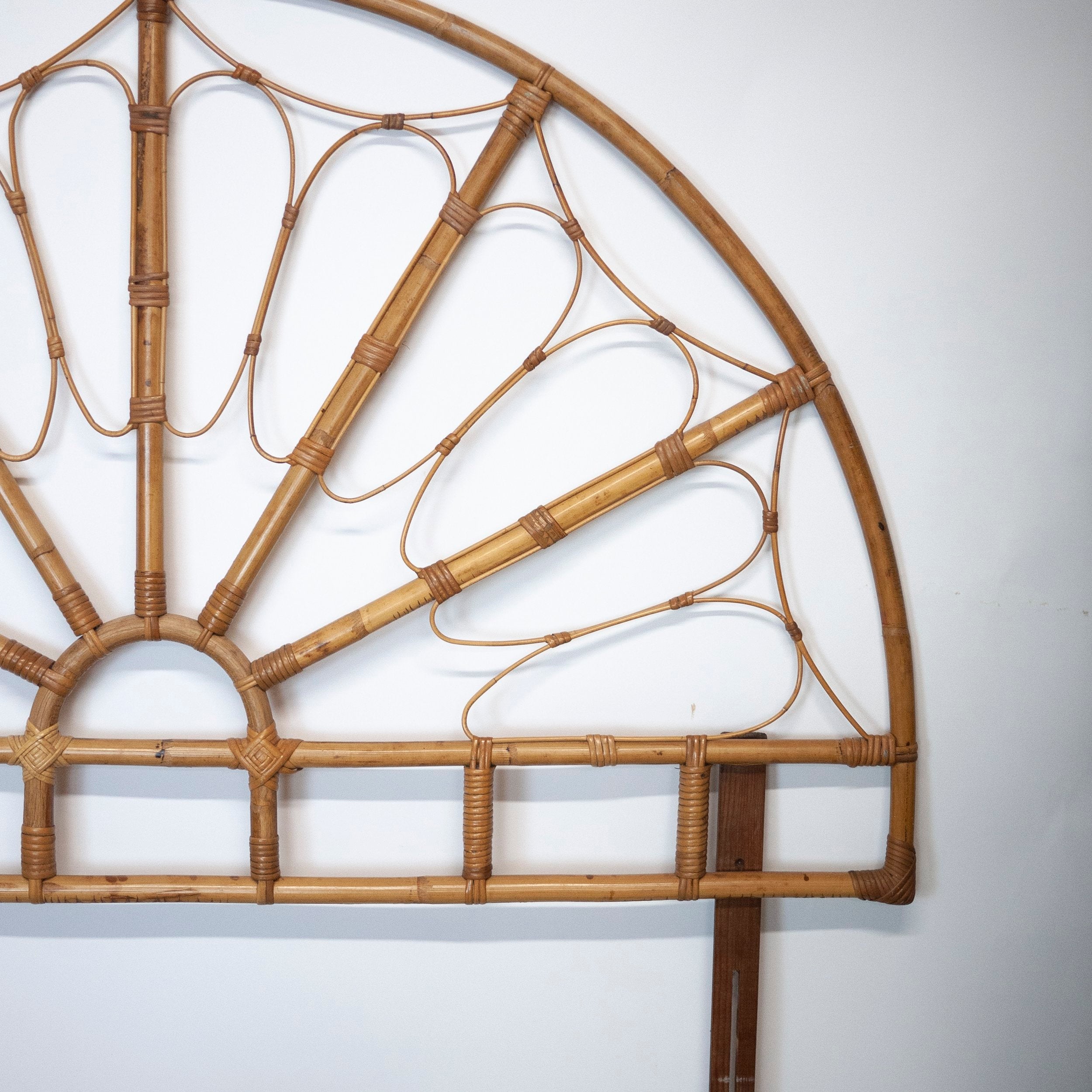 Vintage Double Bamboo and Cane Headboard/Bedhead, 1970s