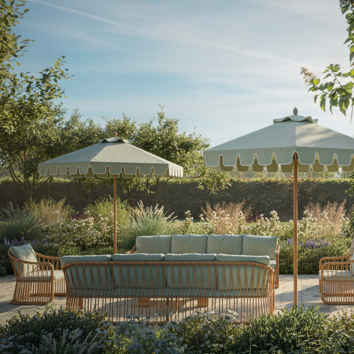 Light green castellated parasol