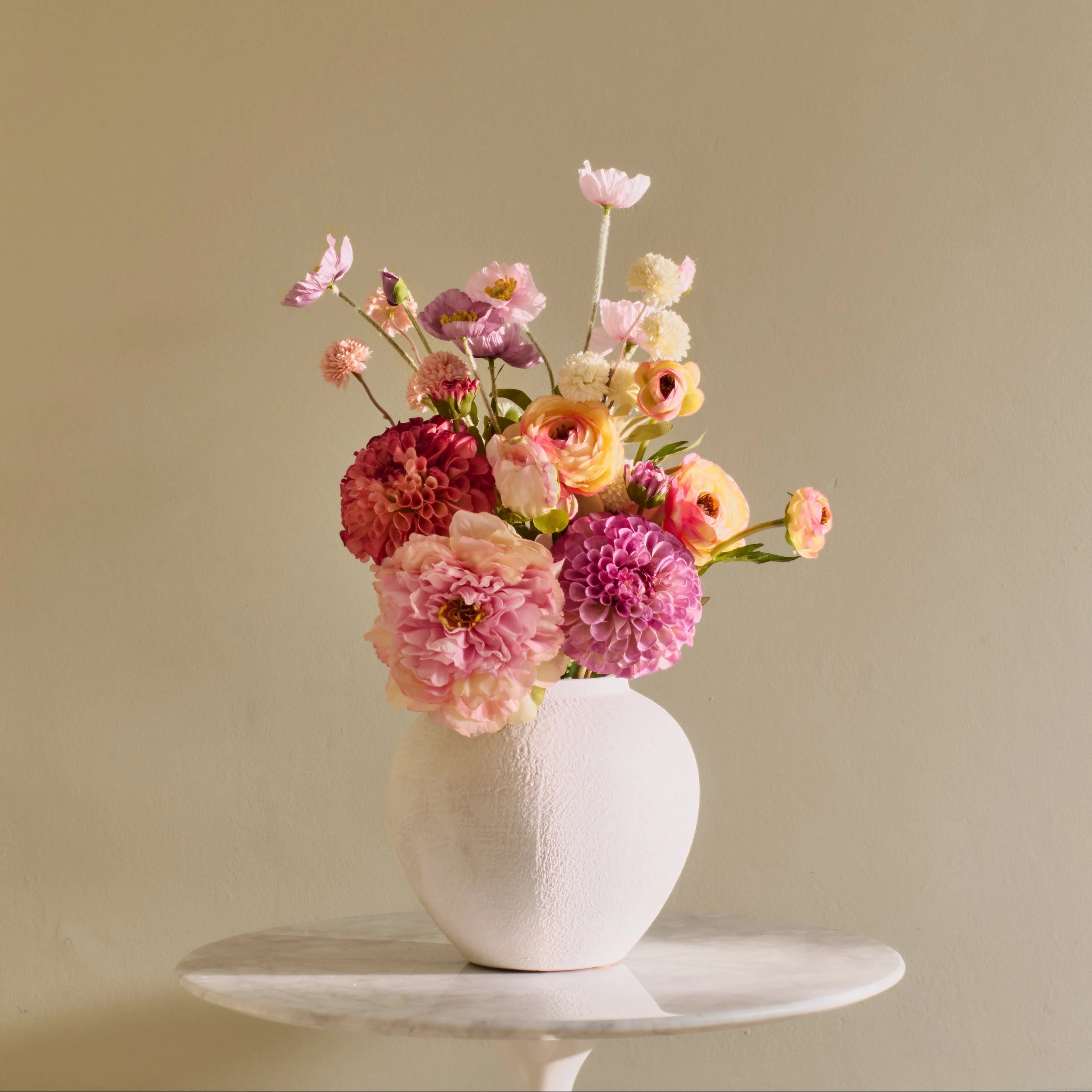 The Peachy | Faux Flower Arrangement | Soft Pinks, Purples & Corals