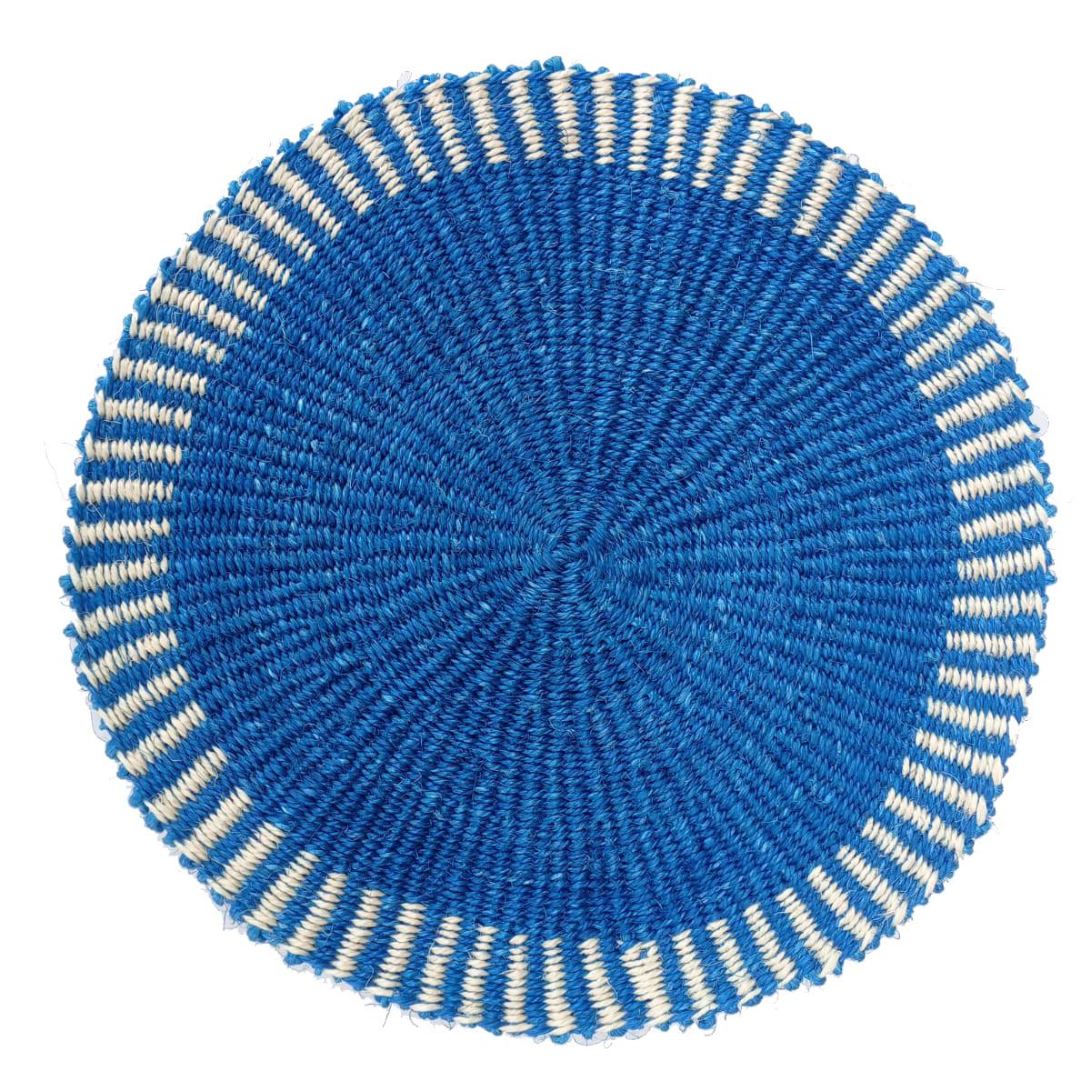 Handwoven Sisal Circle Table mat/Placemat 'Royal Blue Striped Edge'